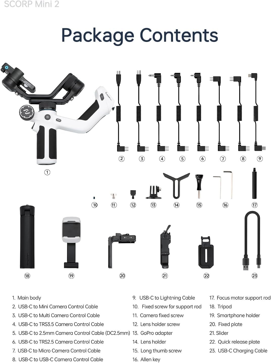 Feiyutech Scorp Mini 2 [Official] All In One Gimbal Stabilizer, 3 Axis Stabilizer For Mirrorless Cameras,Smartphone,Action Cameras, Ai Tracking Gimbal For Canon/Sony/Fujifilm,Gopro12,Iphone 15Pro Max