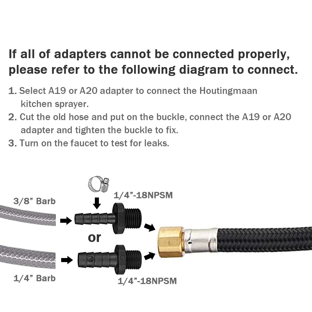 Houtingmaan Kitchen Sprayer Replacement Oil Rubbed Bronze,Pull Out Kitchen Sink Sprayer Hose,Kitchen Sink Faucet Sprayer,With Spray Head,Spray Hose And Spray Holder, Spray Adapter For Kitchen Sink