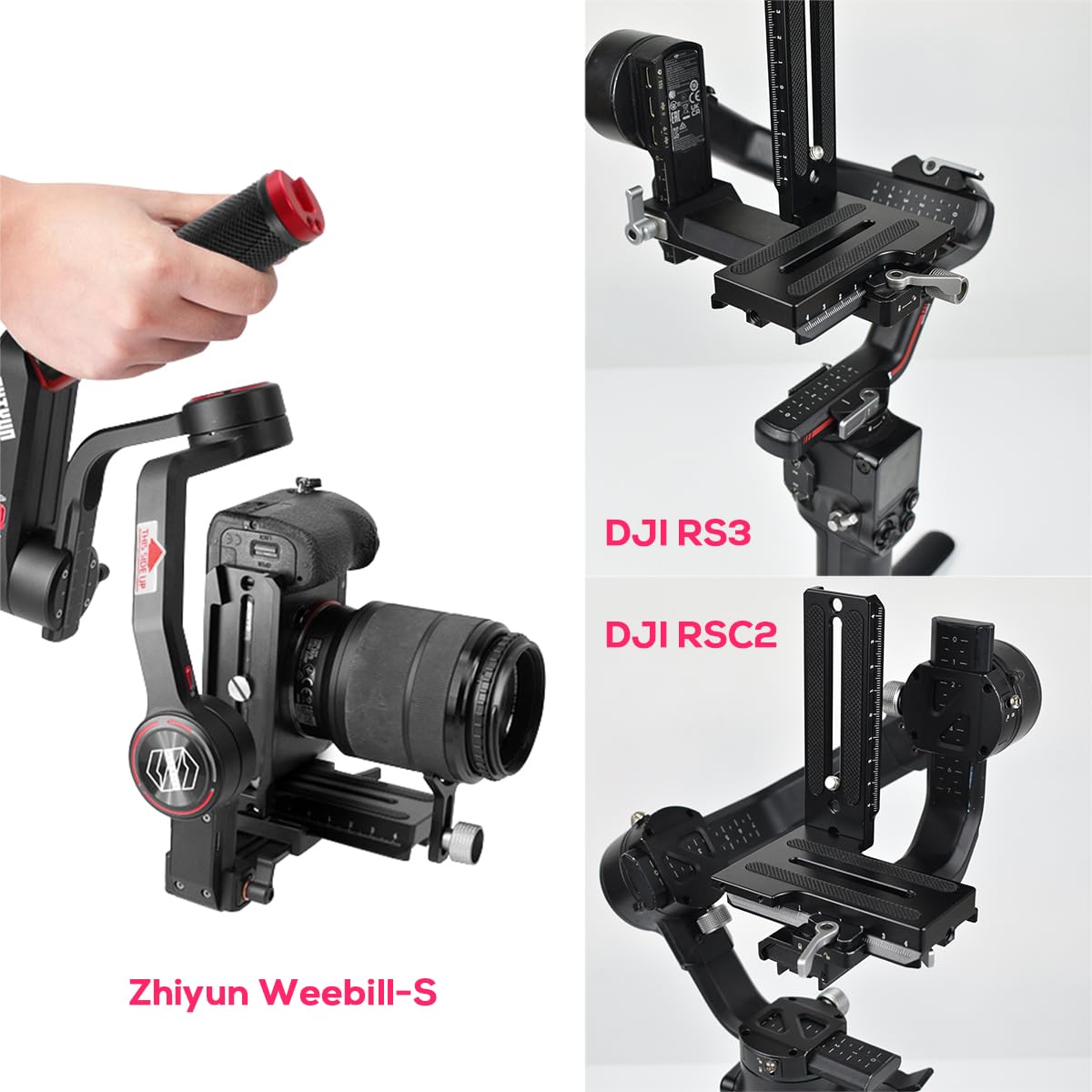 Eaxanpic Aluminum L Bracket Vertical Horizontal Switching Quick Release Plate For Dji Ronin Rs2 Rsc2 Zhiyun Weebill-S Gimbal Stabilizer Tripod Monopod And Slrs