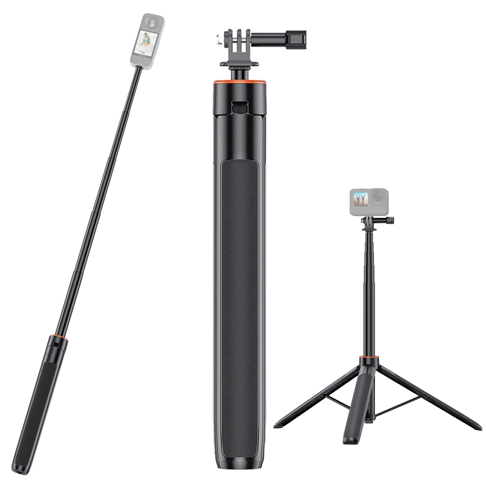 Yicdofu 54"/1.4M Extendable Selfie Stick Tripod For Action Camera, Aluminum Alloy Materials 2-In-1 Camera Mount For Group Photos/Vlogging/Live Streaming For Insta360/Gopro/Dji Osmo Ect