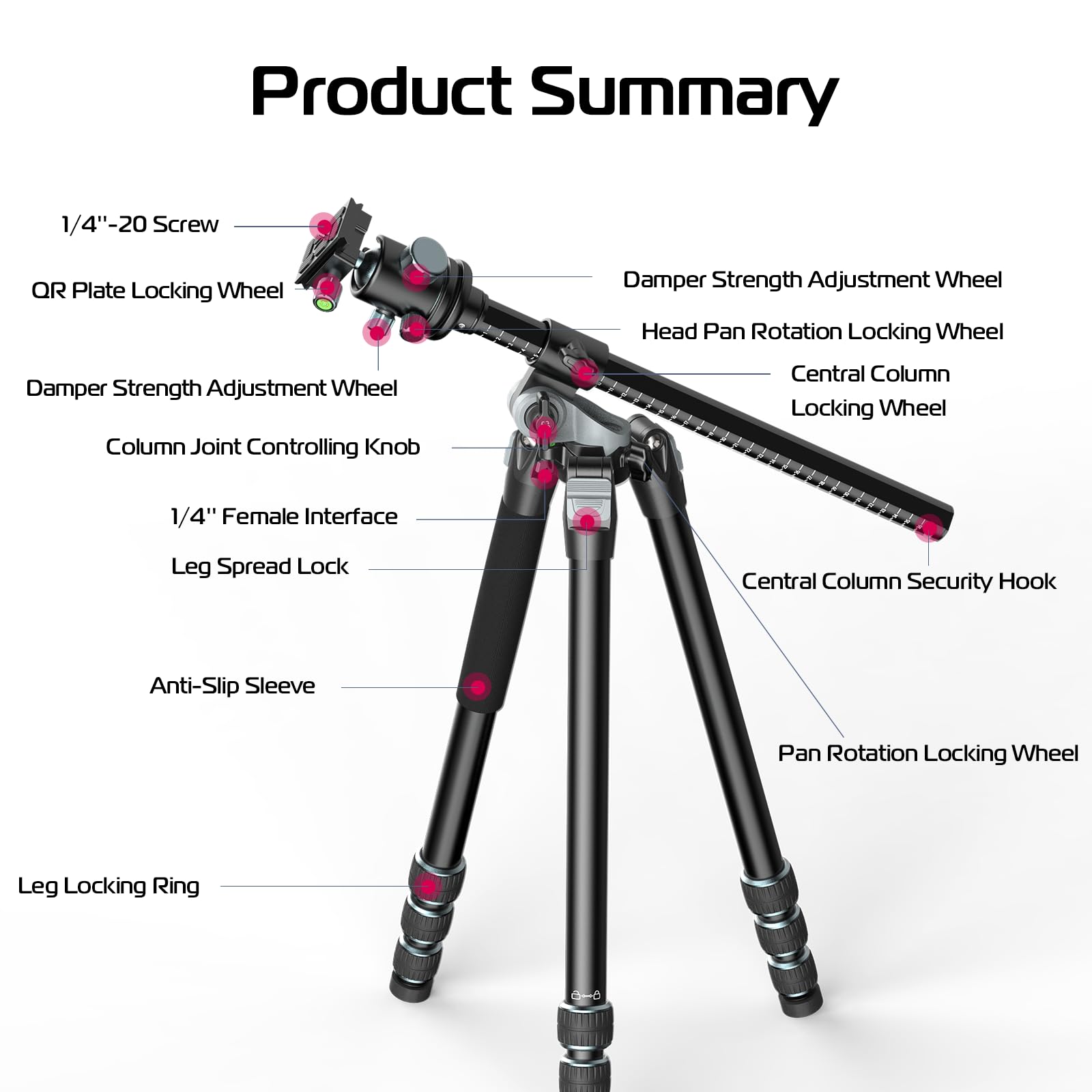 Ulanzi Camera Tripod Monopod 70 Inch, Mt-59 Multifunction Travel Tripods With Metal Ball Head Aluminum, Horizontal Overhead Shooting With Center Column For Dslr Camera Video Camcorder Max Load 33Lb