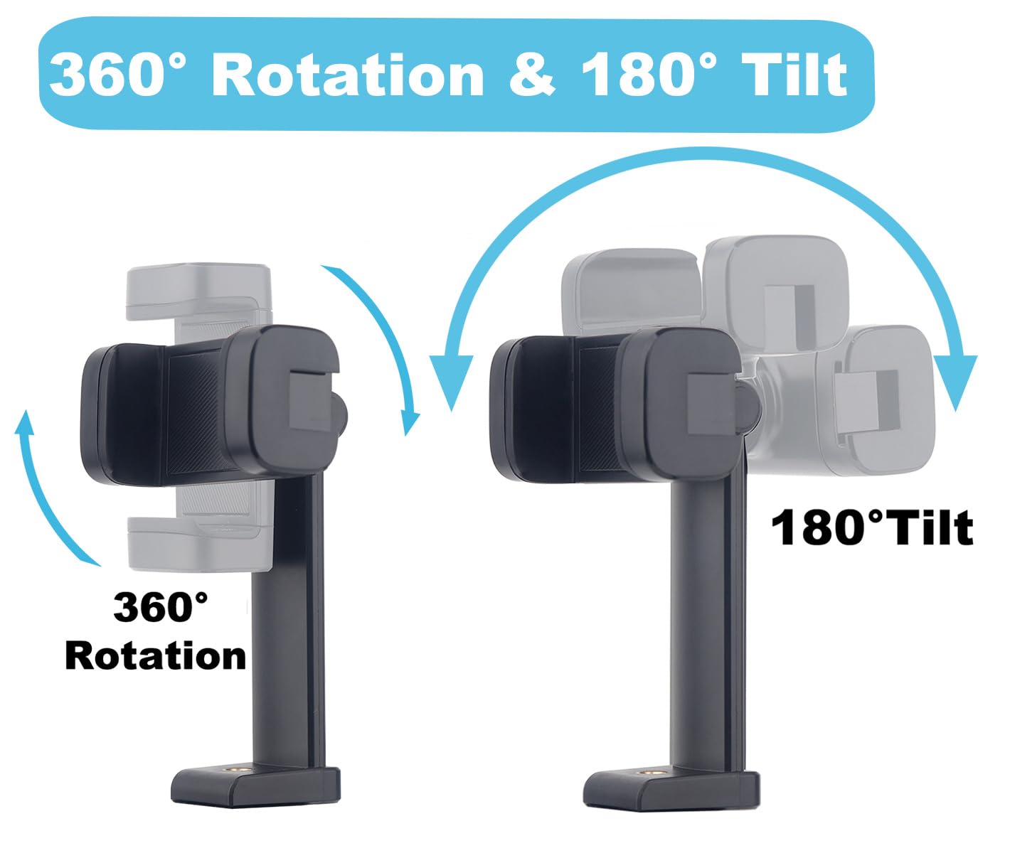 Rigdance 2Pcs Pack-Phone Tripod Mount With 1/4" Screw Thread, 360° Rotate 180° Tilt Phone Holder Adapter For Iphone, Tripod, Selfie Stick, Camera Stand