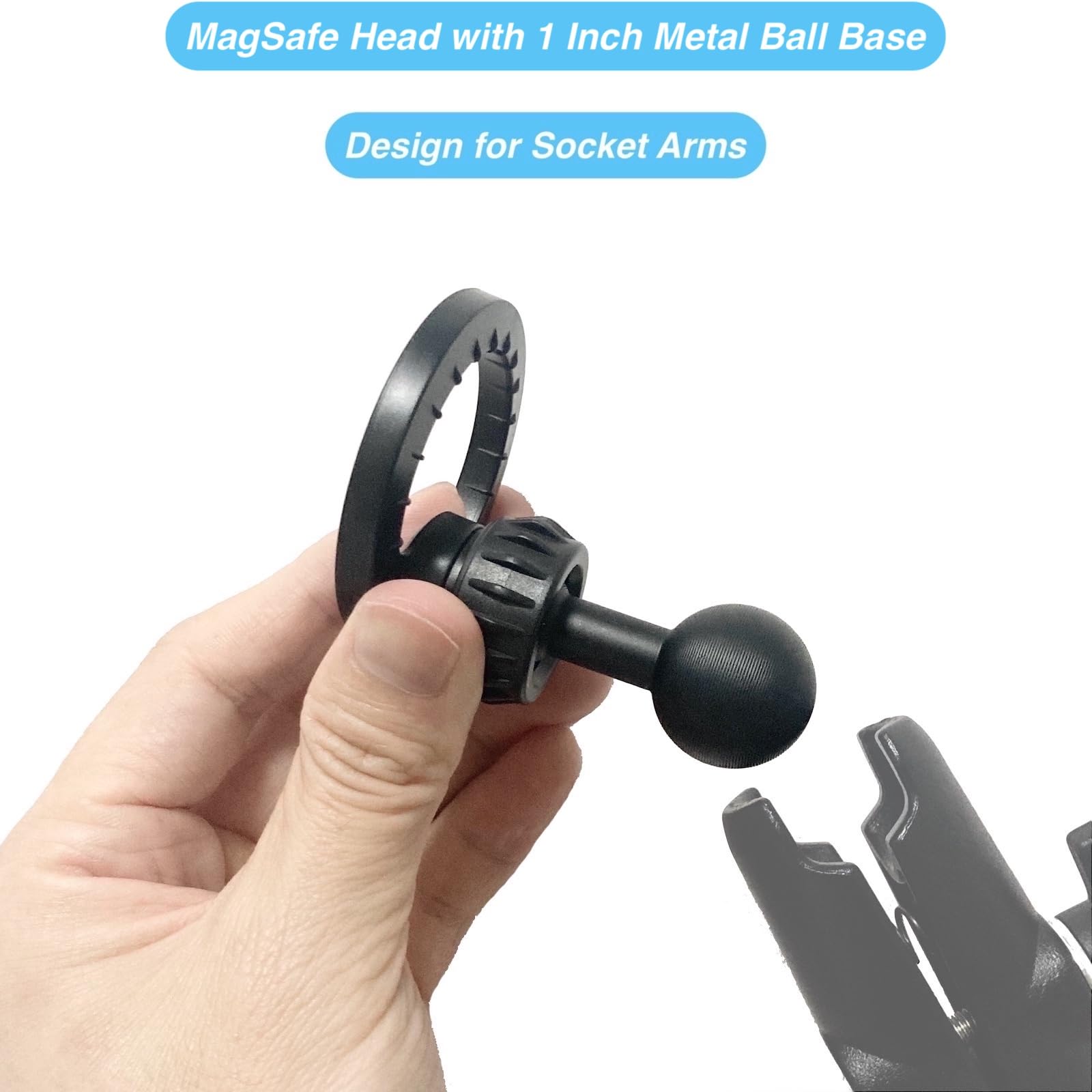 Armolabx Magnetic Phone Holder Base With 1” Ball Mount Adapter For Magsafe Compatible With Ram Mounts Double Socket Arm For Iphone 16/15/14/13/12 Series