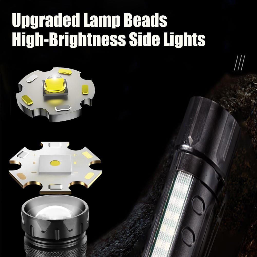 Bibifactory Benighty Flash Light, Flashlight High Lumens Rechargeable 2 Pack, Adjustable Lumen Super Bright Led Flashlights, Usb Ipx4 Waterproof Handheld Flashlights For Home Hiking Camping (1500 Mah,2Pcs)