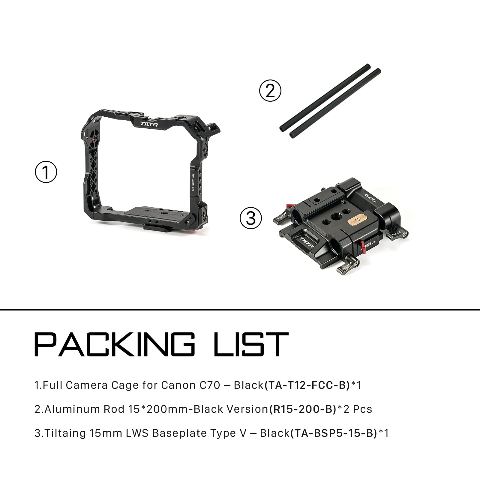 Tilta Tiltaing Lightweight Kit Compatible With Canon C70 - Black  Arca Compatible, Help Shoot Vertically, Bottom Plate Allows For Quick Mounting Compatible With Dji Rs 2