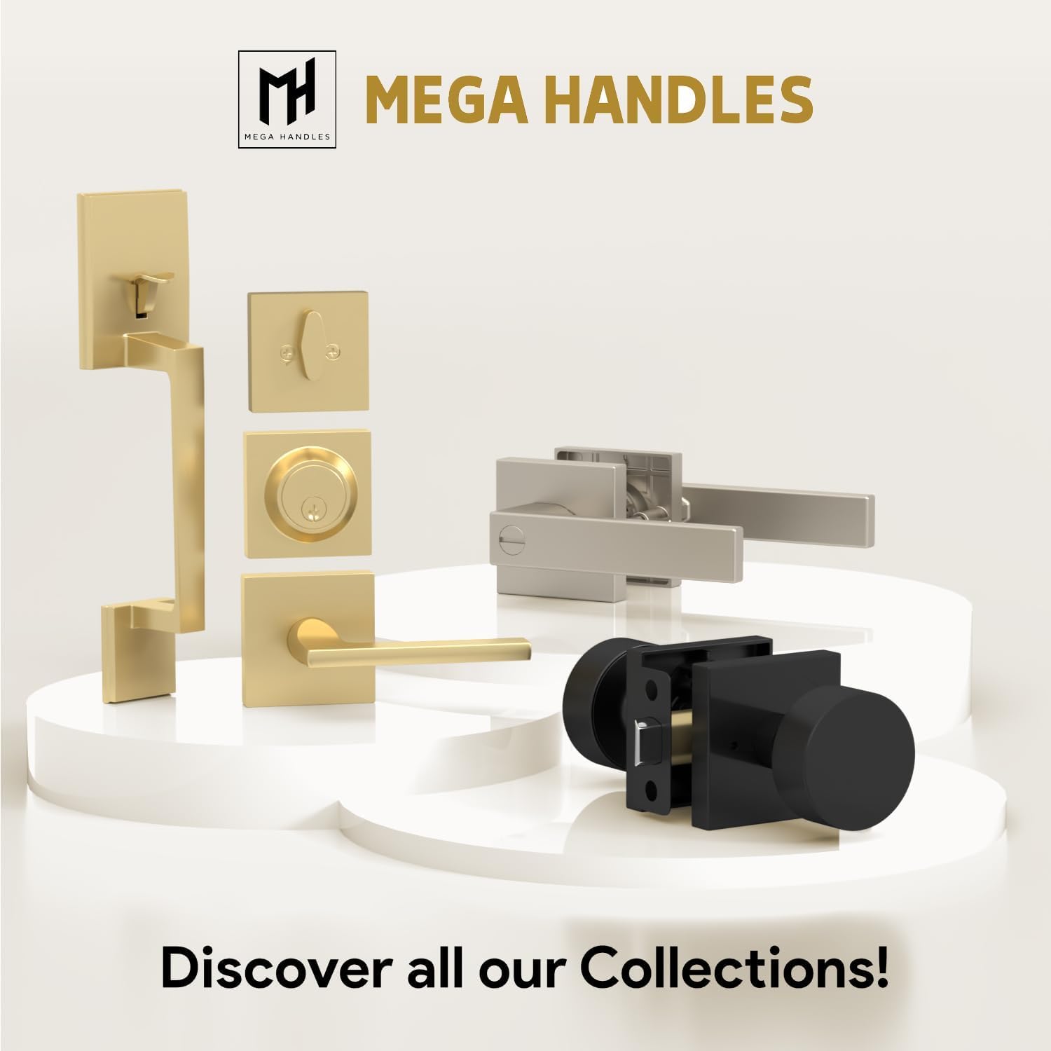 Mega Handles - Prime Deadbolt I Entry Deadbolt Lock - Heavy Duty Square Locking Deadbolt For Left Or Right-Handed Doors - Interior/Exterior - Matte Black