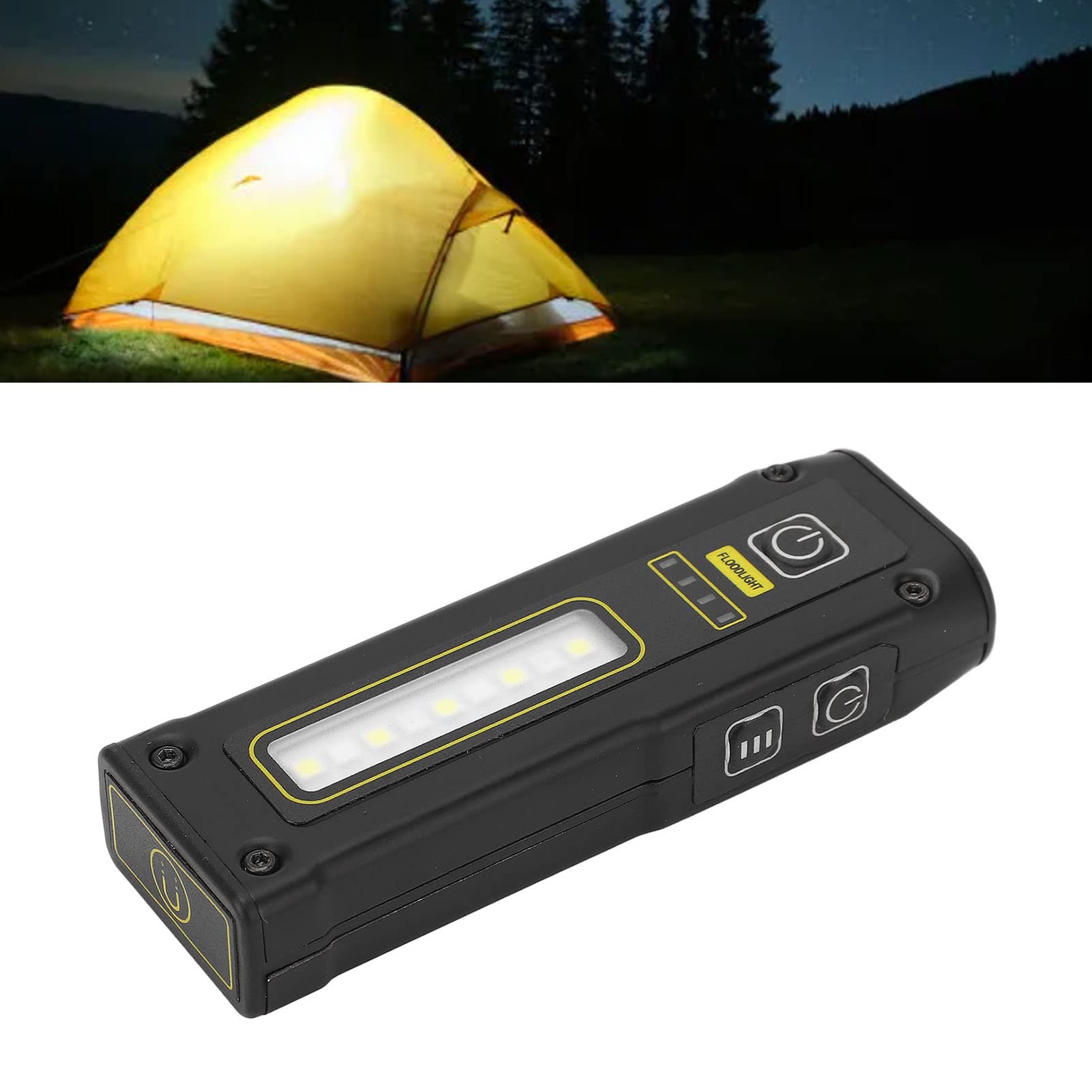 Yunseity Black Flashlight Spot Light, Magnet Suction, Ipx4 Waterproof, Type C Rechargeable Warning Flashlight, 1500Mah, Vibrant Lights, Good Shock Resistance, With Magnet Suction