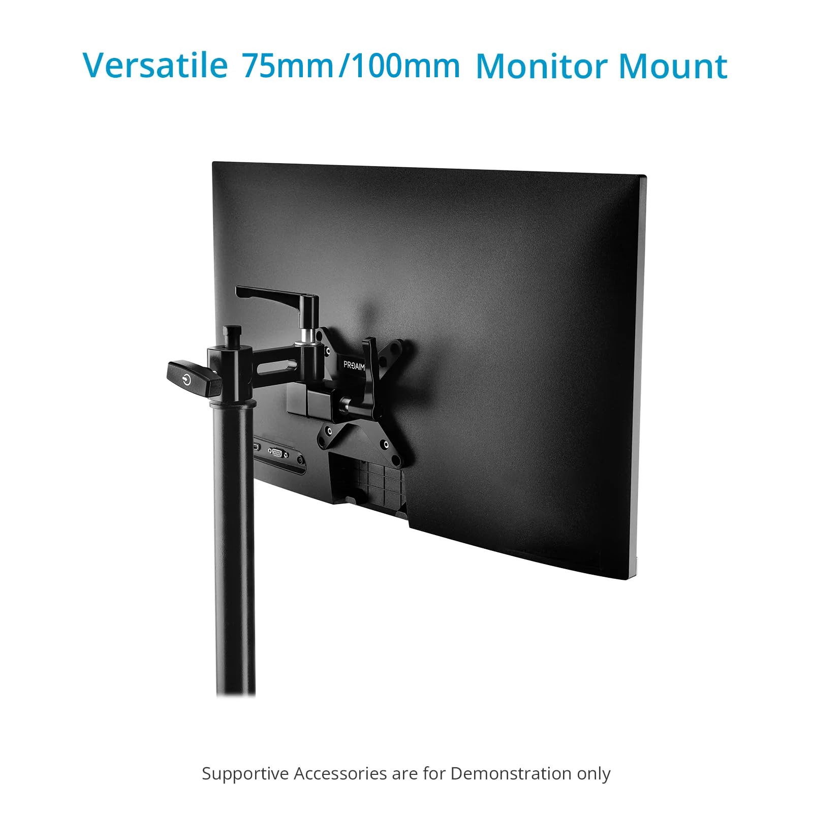 Proaim Monitor Mount With 5/8" Baby Spigot. For C-Stands & Light Stands. 270° Pan, ±45° Tilt Adjustments. Payload Up To 30Kg /66Lb (P-Bmmt-01)