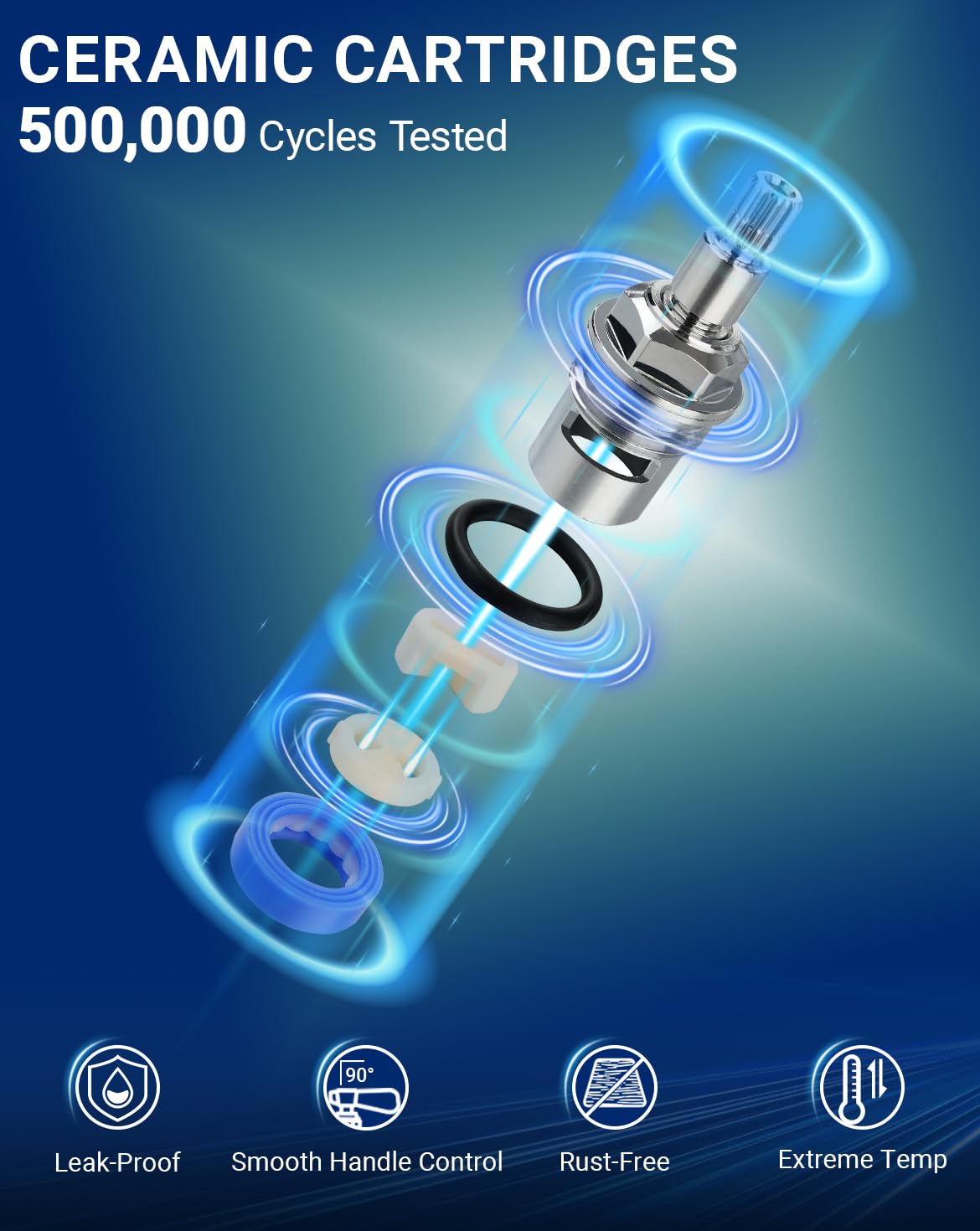 Phivan Commercial Kitchen Faucet 4" Center Deck Mount Commercial Bar Hand Sink Faucet With 3-1/2" Gooseneck Spout 2 Lever Handles Laundry Tub Utility Sink Faucet, Brass, Ceramic Valve