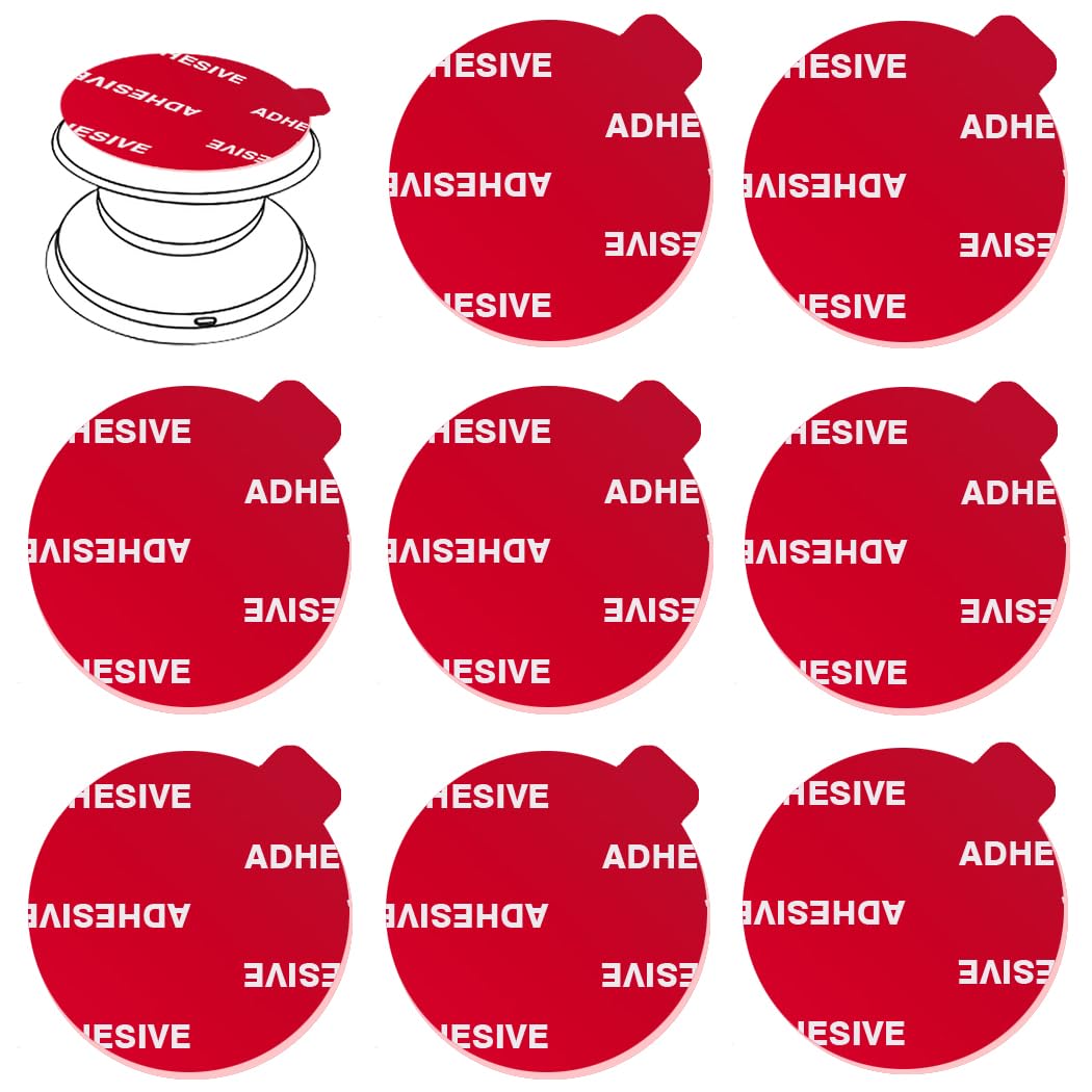 Viimake 8Pcs Clear Sticky Adhesive Pads For Socket Base Mount, 1.38 Inches Round Double-Sided Replacement Tapes For Phone Collapsible Grip Stand Back Base,Mini Car Phone Holder