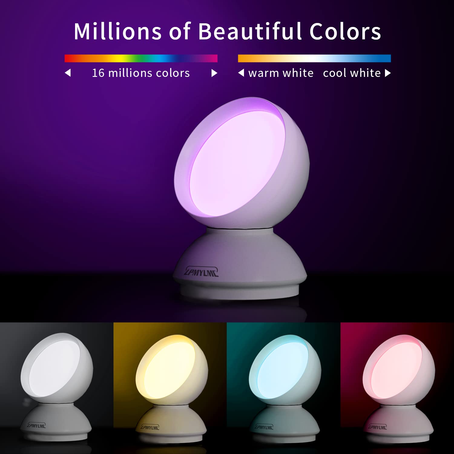 Lpmylmc Smart Night Light Table Lamp With Rgbww, Portable Voice Control Led Dimmable Bluetooth Table Lamp, Compatible With Alexa & Google Assistant For Bedroom, Living Room, Gaming, Decoration