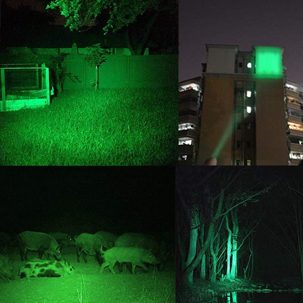 Ploarnovo Green Hunting Flashlight Green Led Flashlight Green Handheld Light - Zoomable, Water & Shock Resistant Night Hunting Lights For Fishing Hog Pig Coyote Varmint Predator Rifle (2 Pack)