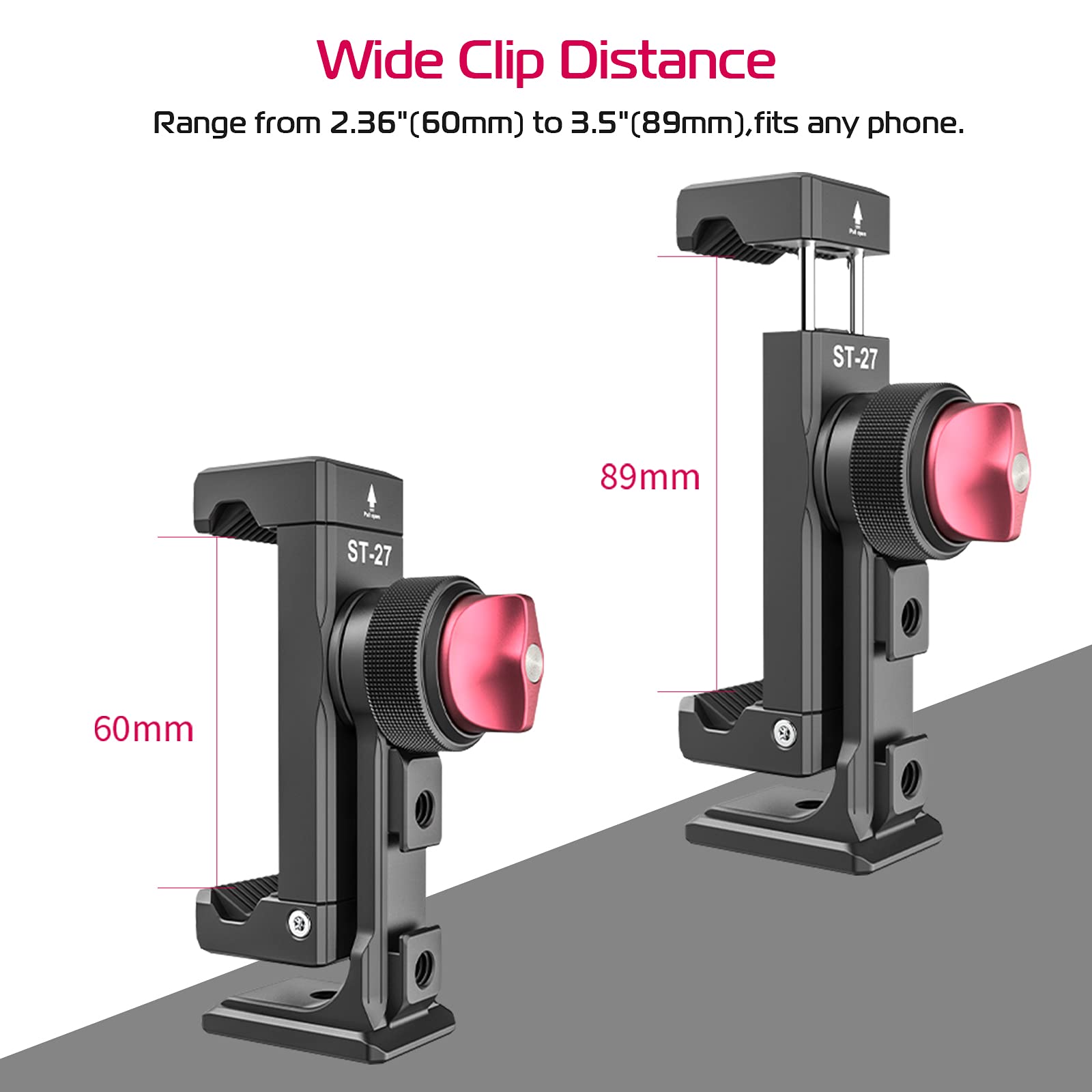 Pictron Metal Phone Tripod Mount 3 Cold Shoes & Arca Port, 360° Smartphone Tripod Adapter For Iphone Samsung Cell Phone Stand Holder For Desktop Tripod Video Live Streaming Vlogging Rig