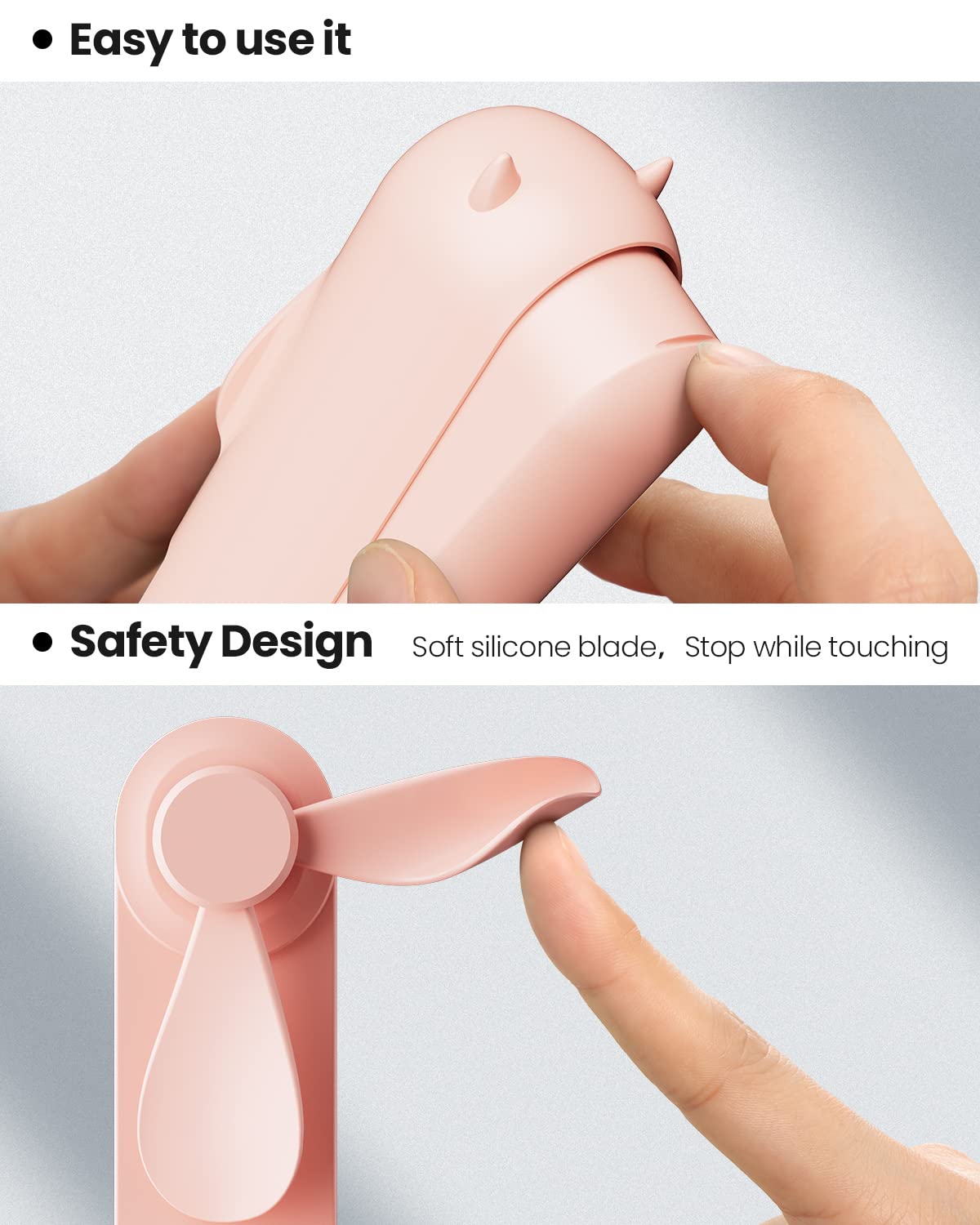 Gaiatop Portable Handheld Fan, Mini Rechargeable Folding Fans With Power Bank Usb Battery Operated