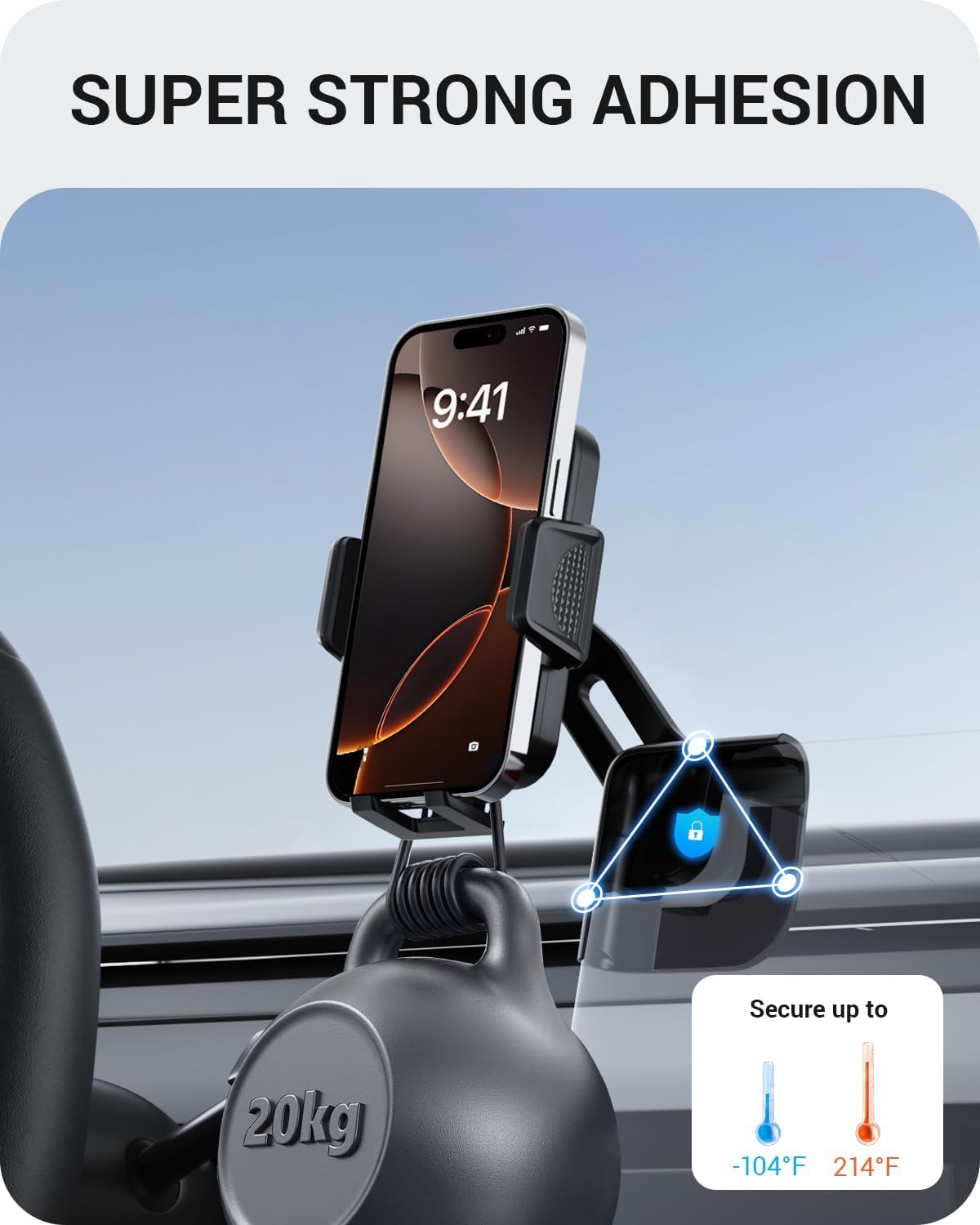 Basenor  Tesla Phone Mount Holder [Large Screen User Friendly] Model 3 Y Strong Adhesion 360° Swivel Cell Phone Stand Tesla Accessories Fits All Iphone Android (Not Fit   Model 3)
