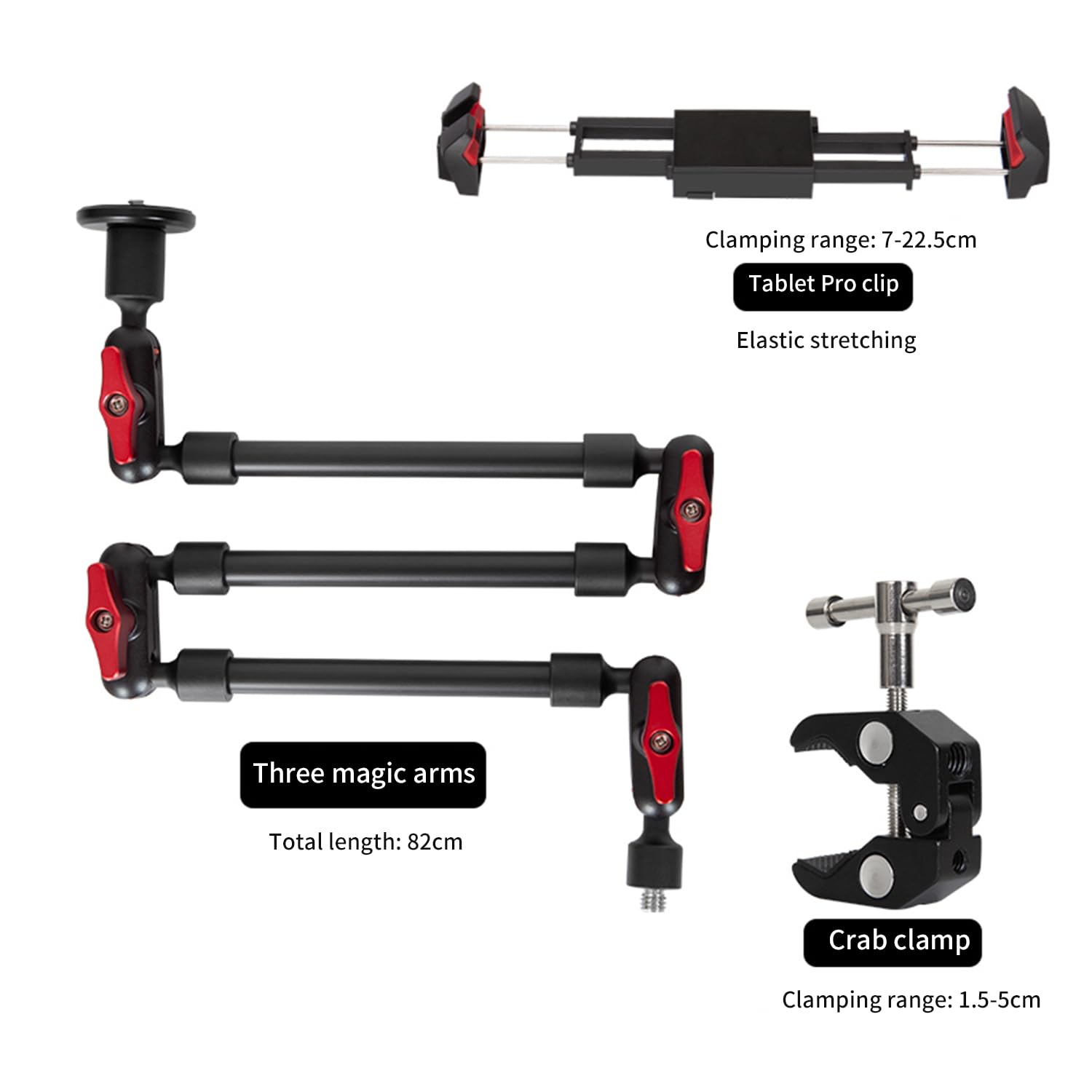 Goinwave Adjustable Articulating Magic Arm With Clamp And Phone Holder Clip For Desk Mount, Desk Stand, Cell Phone Tripod