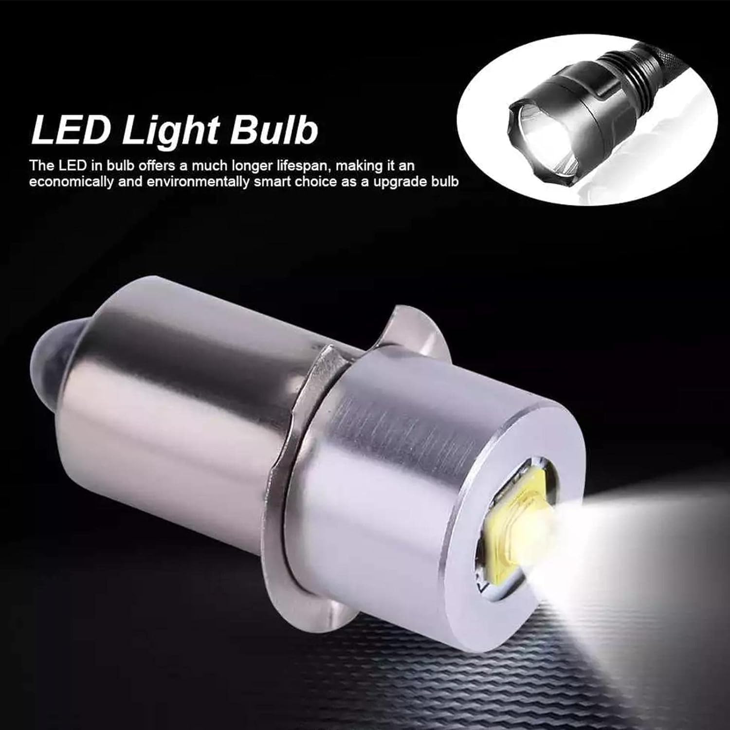 Jinshining 4Pcs Silver P13.5S Mag Light Led Bulb 3-6 C&D Cells Torch Flashlight Led Converter 6V White 12V 3V 9V 18V White/Warm 24V 4.5V, Handheld Flashlights