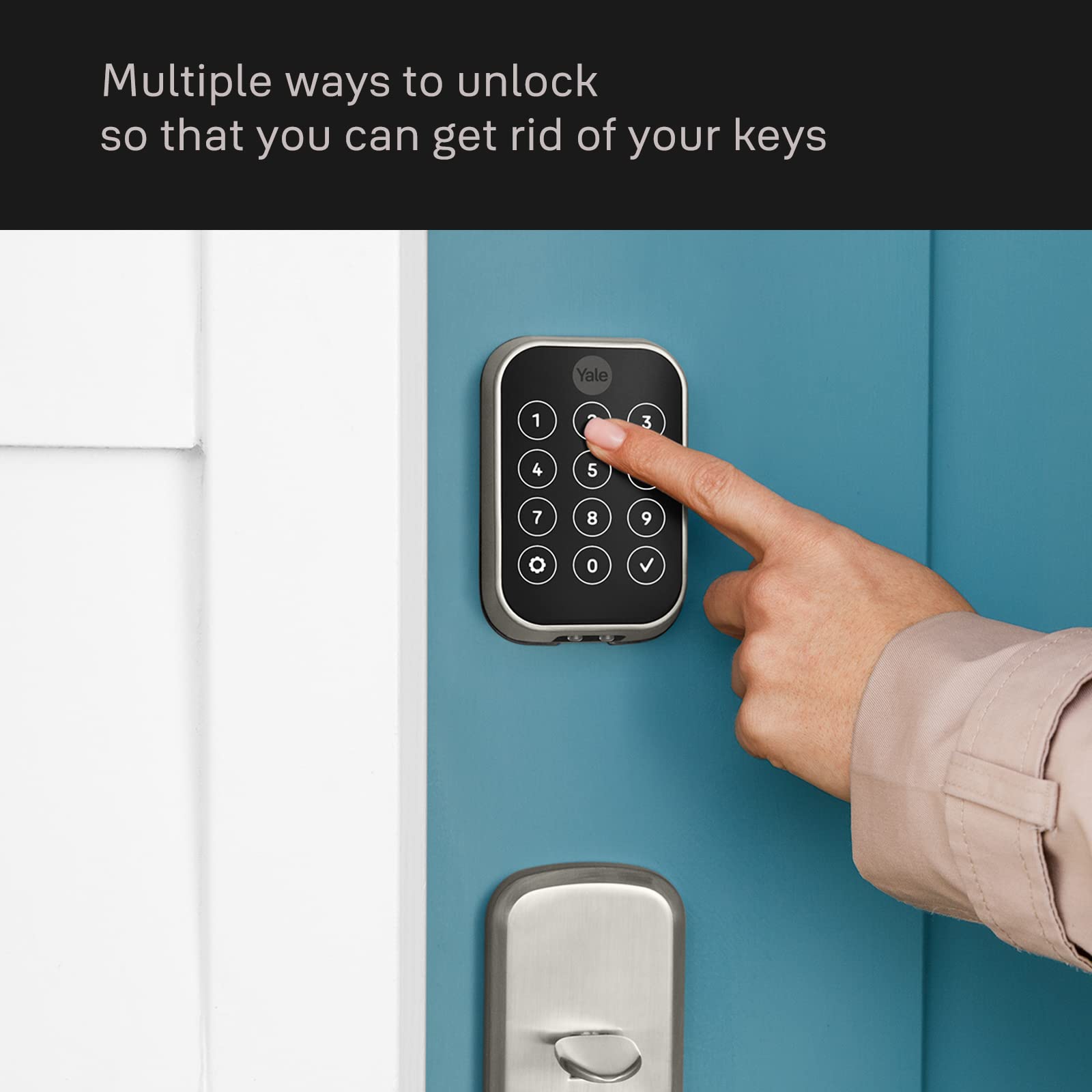 Yale Assure Lock 2 Deadbolt, Black Suede Smart Keyless Entry Door Lock With Valdosta Handle And Wi-Fi Connected Keypad For Code Entry And Remote Access, B-Yrd450-Wf1-Vl-Bsp