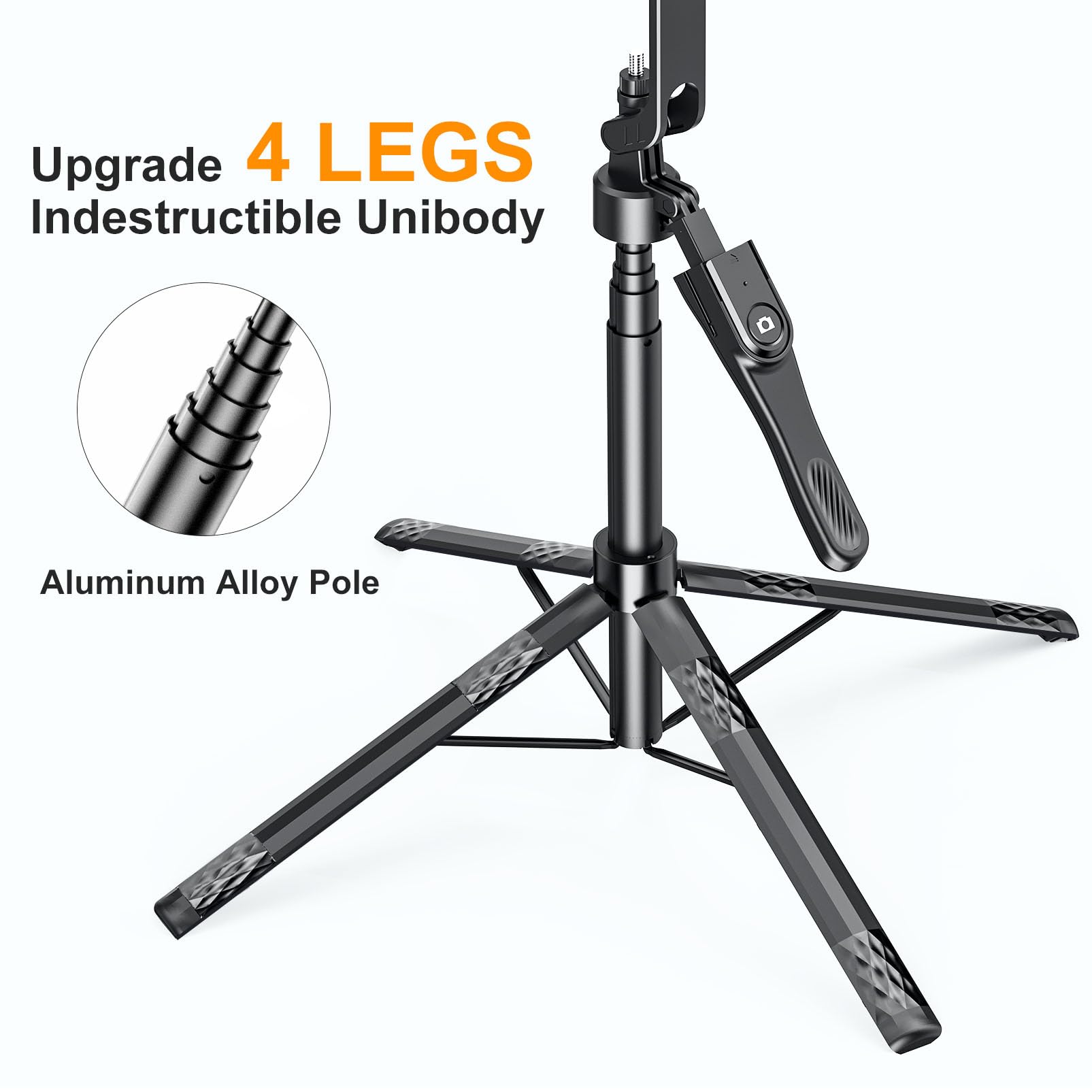 Sosirolo 72'' Cell Phone Tripod With Remote, Iphone Tripod Stand & Selfie Stick For Video Recording, [4 Legs] Travel Tripod For Gopro Cellphone Iphone/Android Pro Max