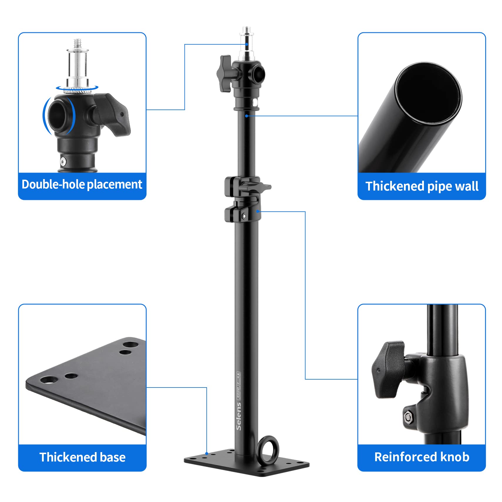 Meking Selens Photography Studio Wall Mount, Camera Wall Ceiling Mount Boom Arm Up To 22" For Photo Video Monolights, Umbrellas, Reflectors, Overhead With 3/8" 1/4" Thread