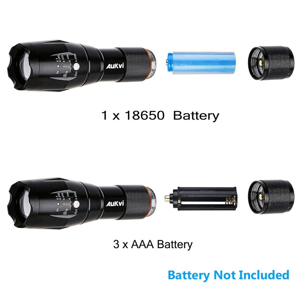 Aukvi 2 Pcs Powerful Red Led Flashlight - Long Range Red Hunting Light Torch, Zoombale, Waterproof, Best For Astronomy, Aviation, Night Observation