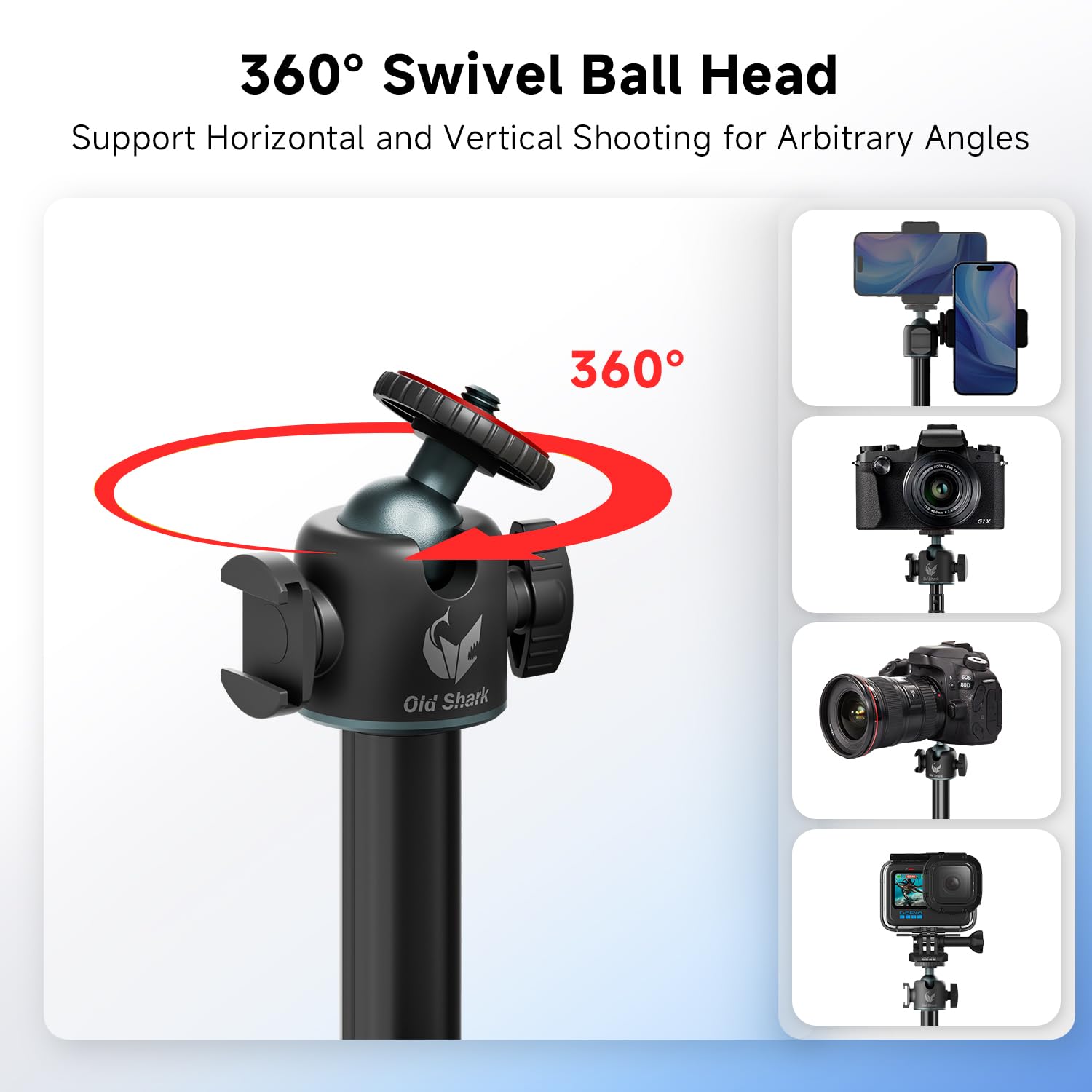 Oldshark Extendable Mini Camera Tripod With 360° Ball Head, 4 Levels Adjustment Cold Shoe Metal Table Tripod, Lightweight Portable Travel Selfie Stick With 1/4 Inch Screw For Dslr Action Camera