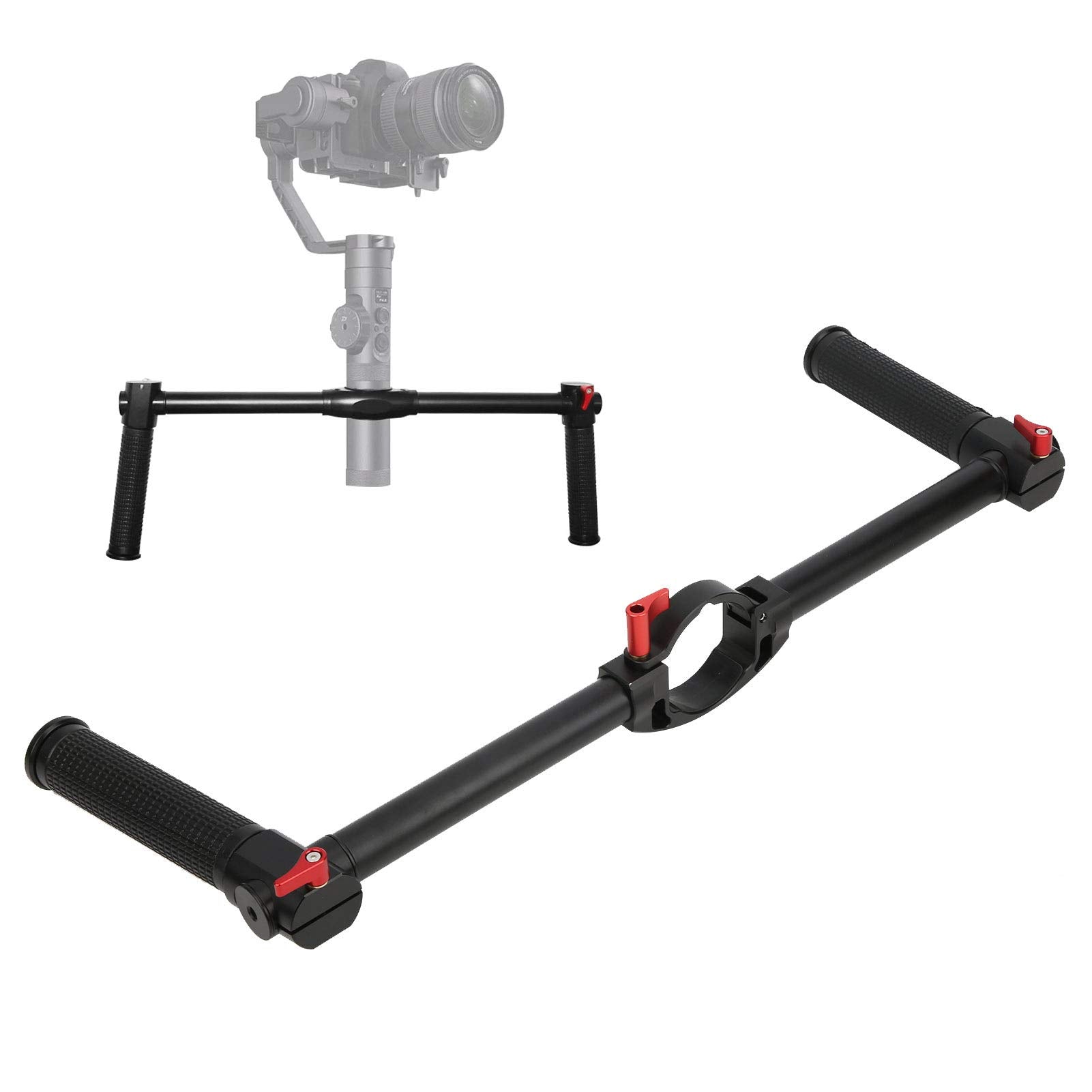 Eimsoah Dual Handgrip Stabilizer For Zhiyun Crane 2S, Aluminum Alloy Lightweight Handle, With Cold Shoe For Mounting Monitors