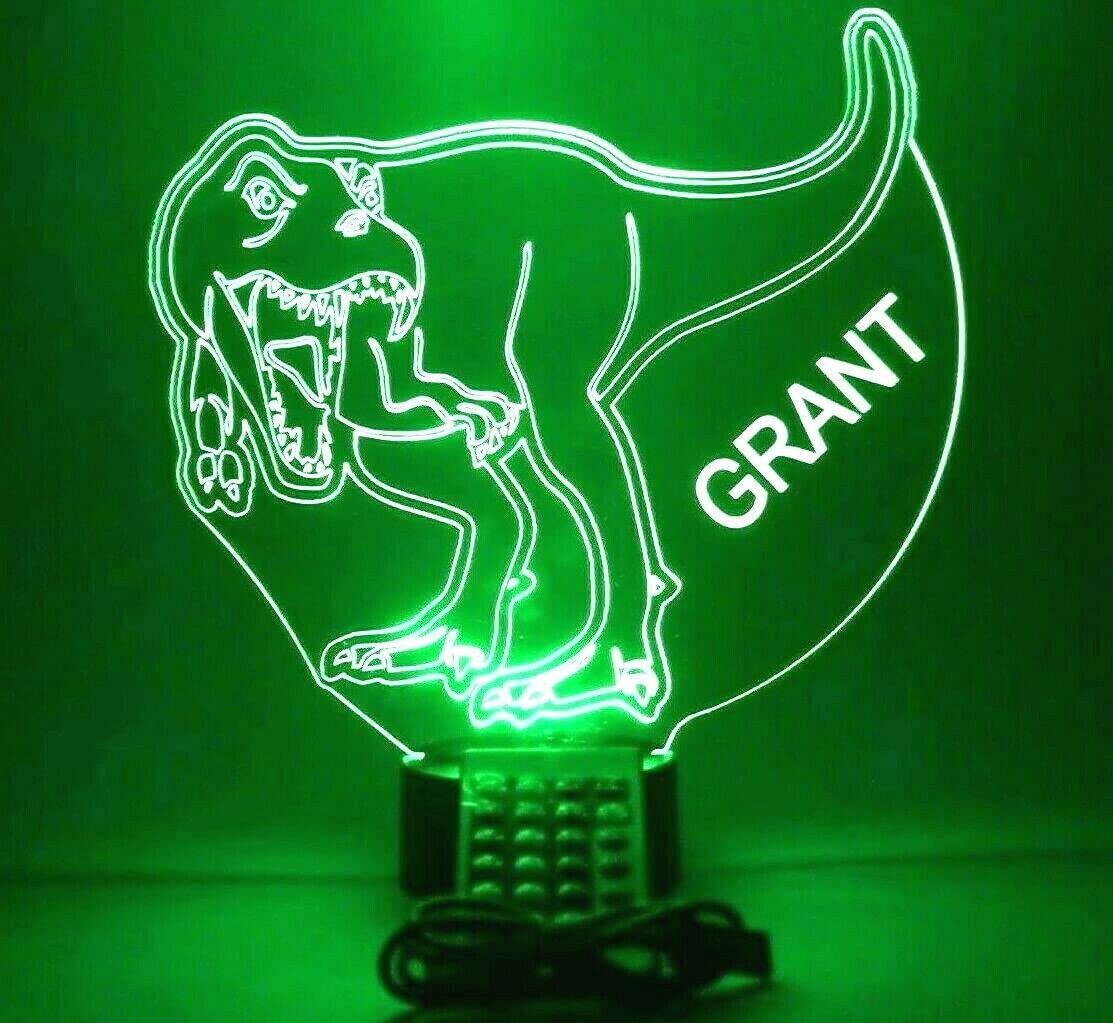 Mirror Mania Dinosaur Light Up Lamp Led Personalized Animal Dinosaur Night Light Engraved Dino Table Lamp - It'S Wow, With Remote, 16 Color Options, Dimmer, Engraved, Great
