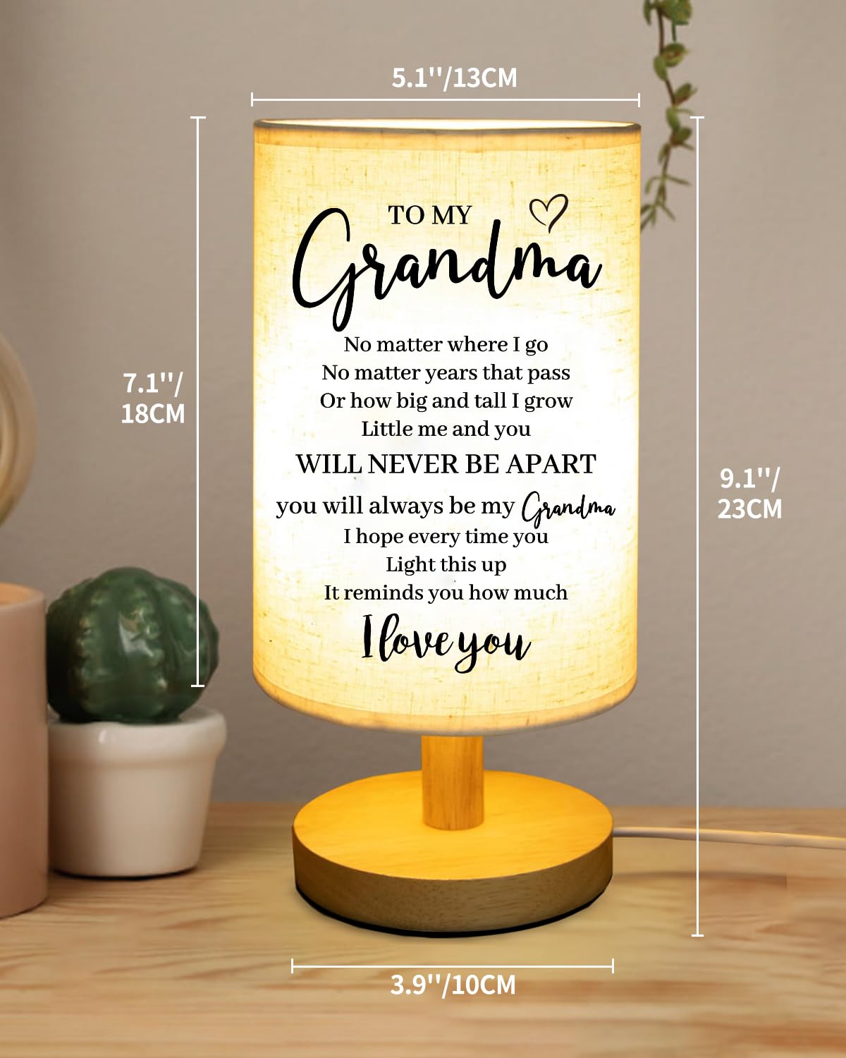 Gorgifty Mothers Day For Grandma From Grandkids, To My Grandma Fabric Table Lamp, Grandma Birthday Christmas , Bedside Table Lamp Presents For Grandma, Nana, Mimi, Gigi