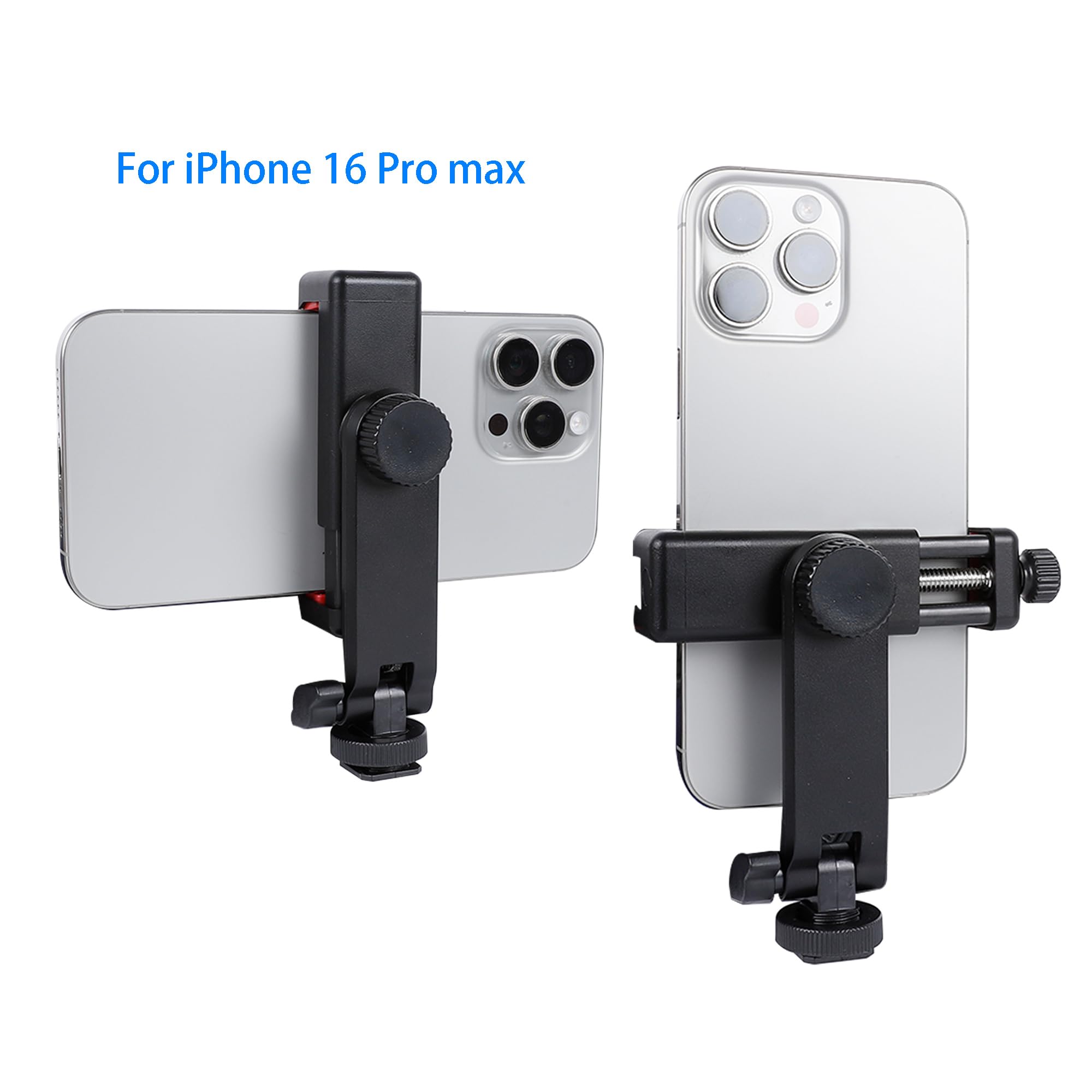 Leenconghui Phone Tripod Mount Adapter, With Cold Shoe&1/4" Hole For Tripod/Selfie Stick/Camera Stand, 360° Rotates Adjustable Phone Clip Clamp Holder For Iphone/Samsung/All