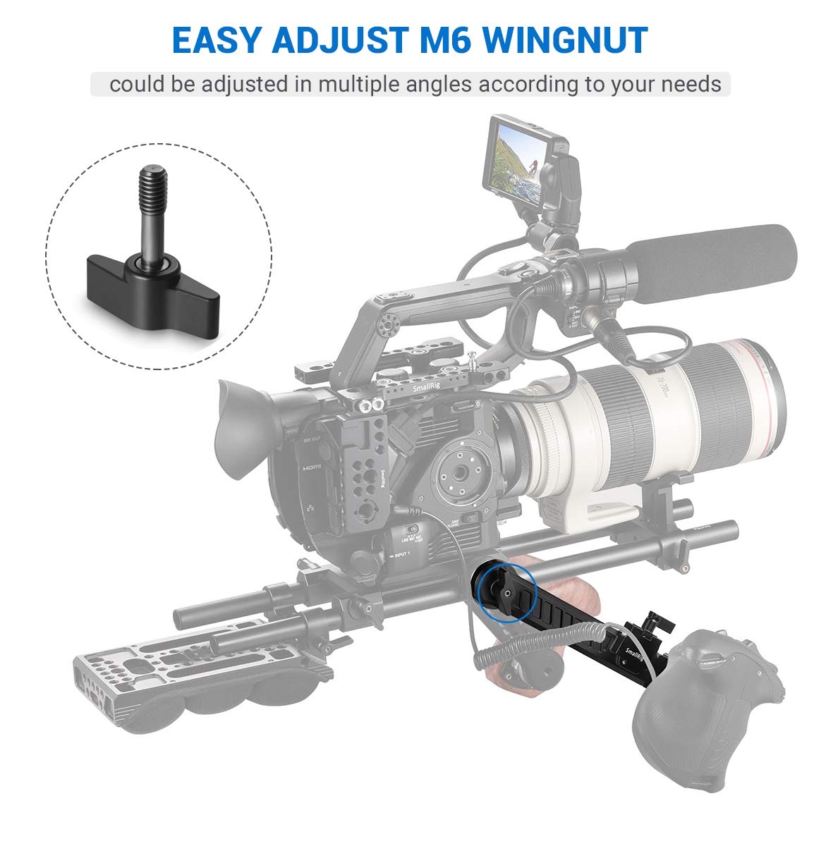 Smallrig Rosette Extension Arm Dogbone With Length Adjustable, M6 Rosette 31.8Mm + Handgrip Rosette Adapter For Sony Fx6 To Reposition The Original Fx6 Handgrip