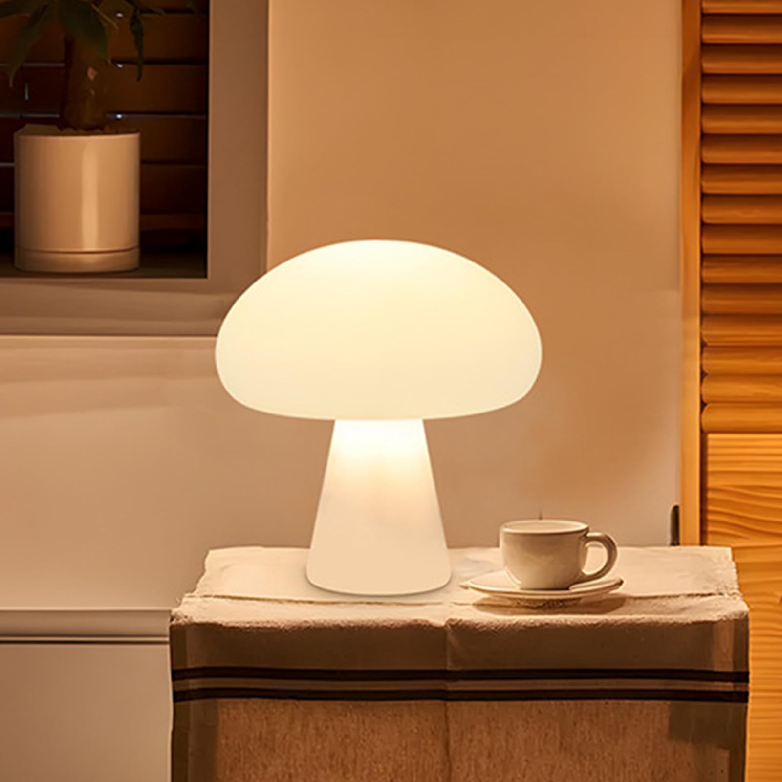 Aveki Mushroom Lamp, Cordless Mushroom Table Lamp With Touch Sensor, 3 Color Stepless Dimmable Portable Mushroom Night Light, Usb Charging Bedside Table Lamp For Bedroom Living Room Kids Room (White)