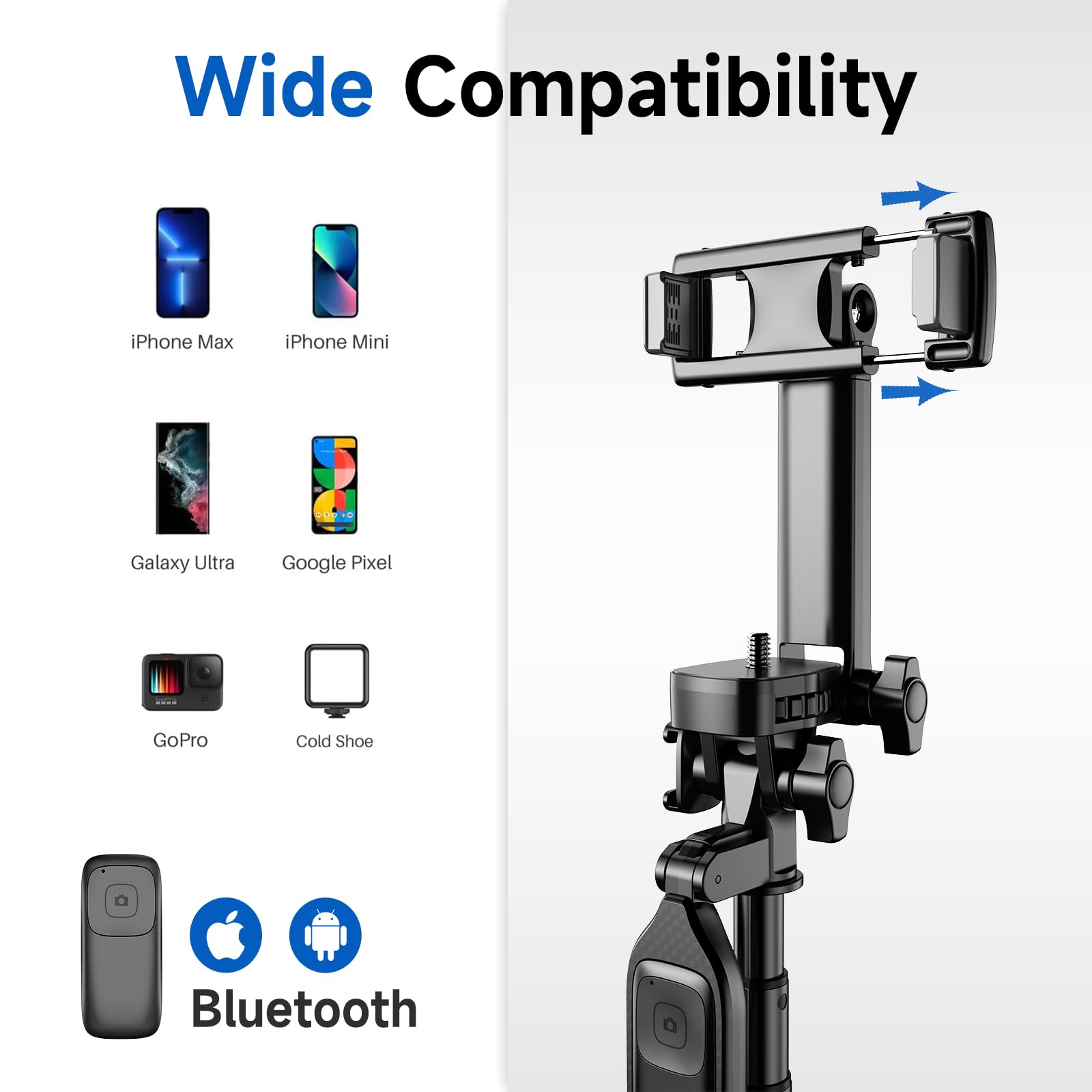 Zzr Seven Tripod For Iphone, Selfie Stick For Iphone With Remote, Phone Tripod For Recording, Compatible With All Cell Phone And Camera X70 (80")