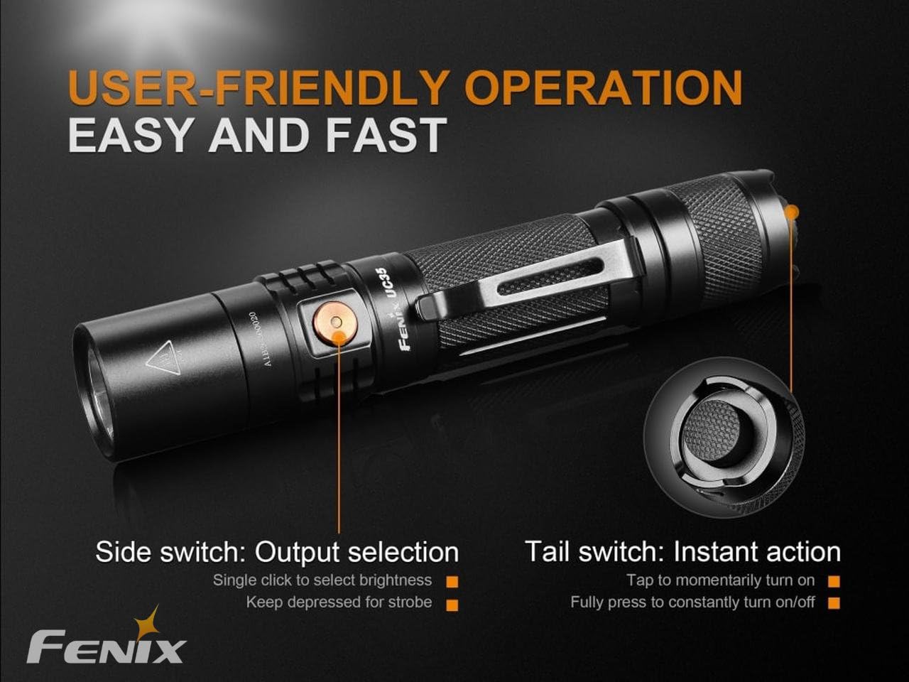 Lumintrailx Fenix Uc35 V2.0 Rechargeable Tactical Handheld Led Flashlight 1000 Lumens With Lumintrail Usb Wall Plug