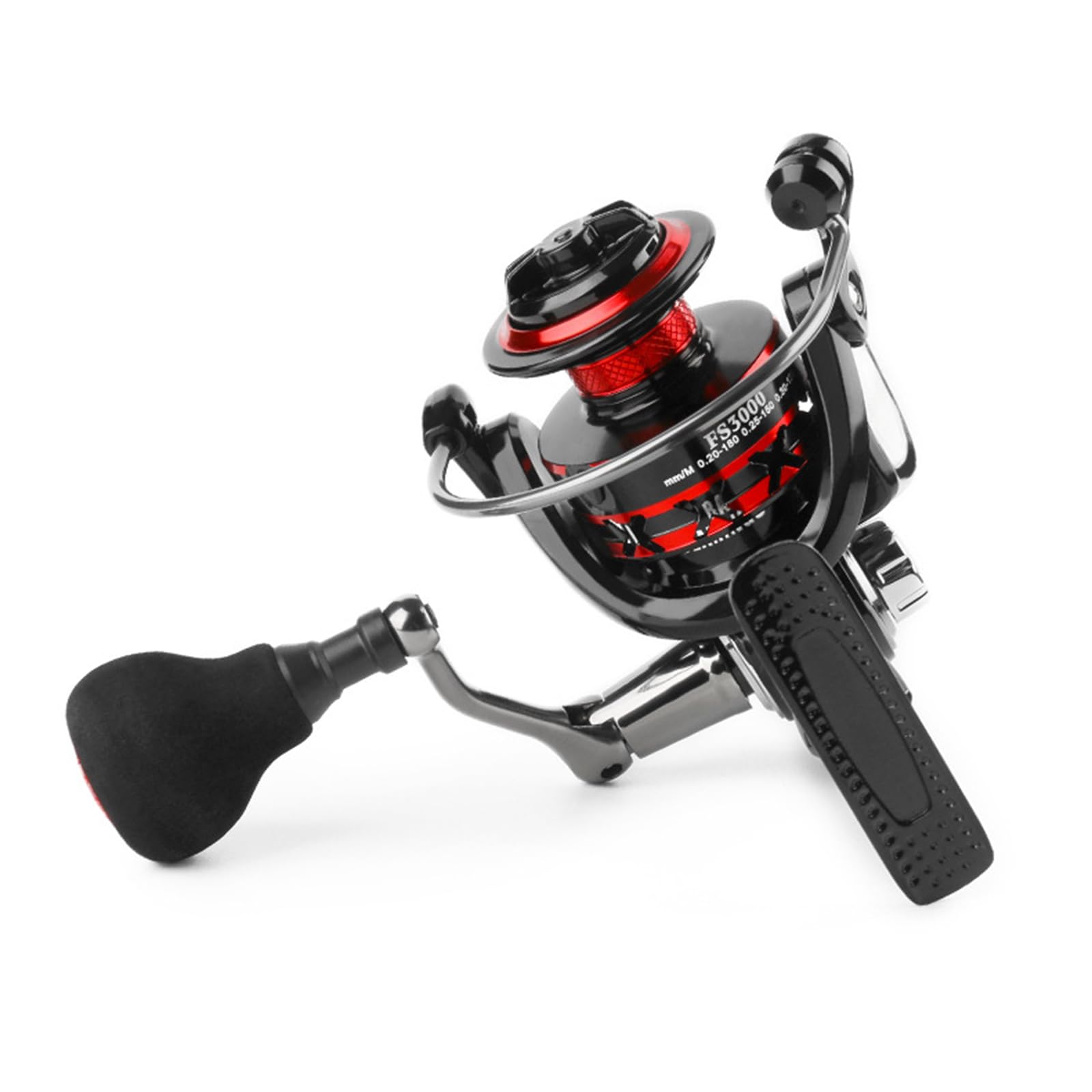 Kovnise Saltwater Spinning Reel Reversible Fishing Reel Black-Red Foldable Handle Interchangeable Left/Right Lightweight Smooth Powerful Spinning Fishing Reel With 5.0:1 Gear Ratio For Boat Fishing