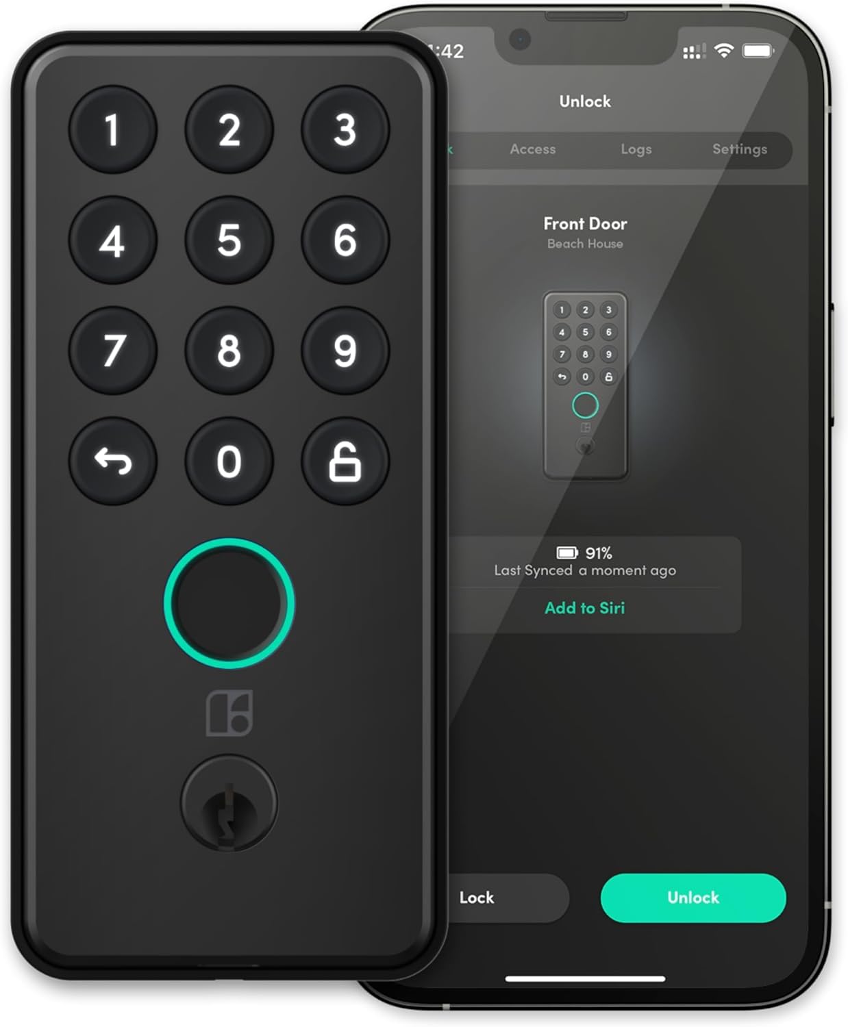 Igloohome () Deadbolt Go Smart Lock W/Fingerprint, Digital Keys, Remote Pin Codes, Apple Watch & Alexa W/Wifi Bridge (Sold Separately) - Tested To Ansi Standards, Easy To Install (Matte Black)