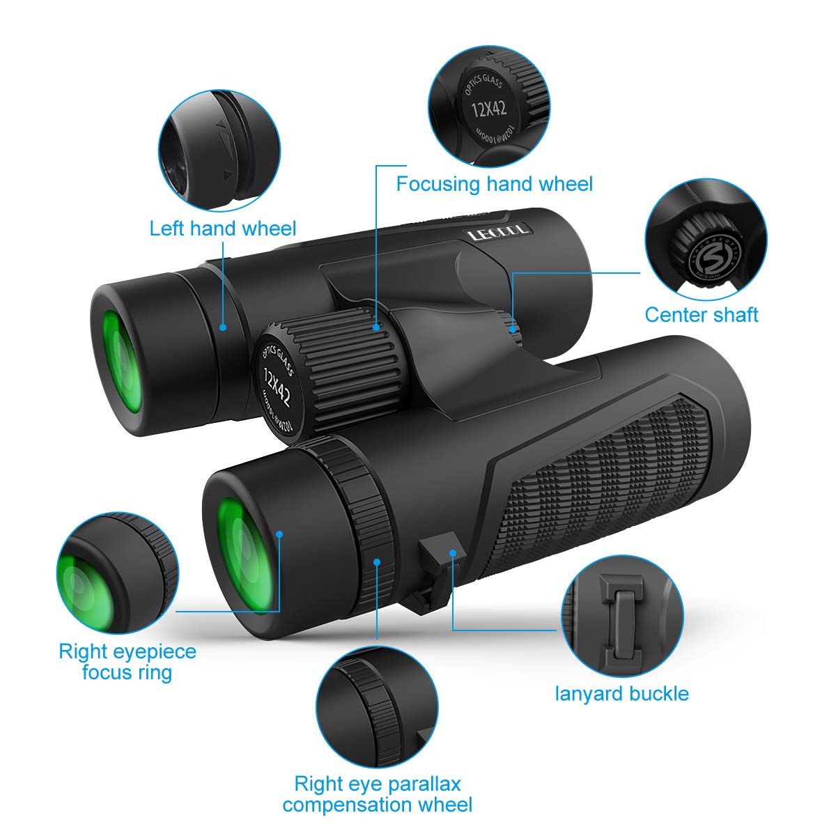 Weareok 12X42 Binoculars For Adults, Binoculars With Weak Light Vision, Smartphone Photograph Adapter - 18Mm Large View Eyepiece,16.5Mm Super Bright Bak4 Prism Fmc Lens For Birds Watching Hunting Sports