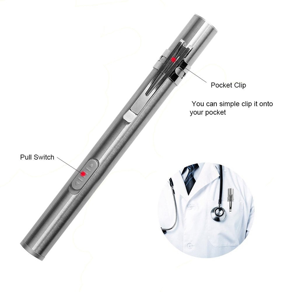 Lafeina Usb Rechargeable Pen Light, Pocket Small Handy Led Torch Mini Flashlights With Stainless Steel Clip