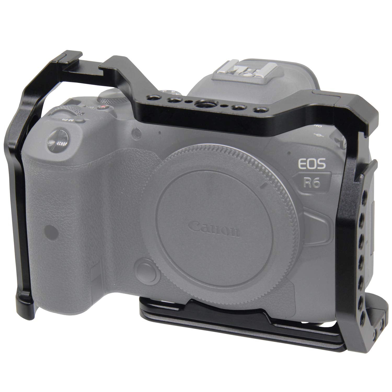 Easy Hood Camera Cage For Canon Eos R6 R5 Mirrorless Camera, Vlogging Video Shooting Filmmaking Rig Stabilizer With Dual Cold Shoe, 1/4" Mounting Points And 3/8" Arri Locating Hole