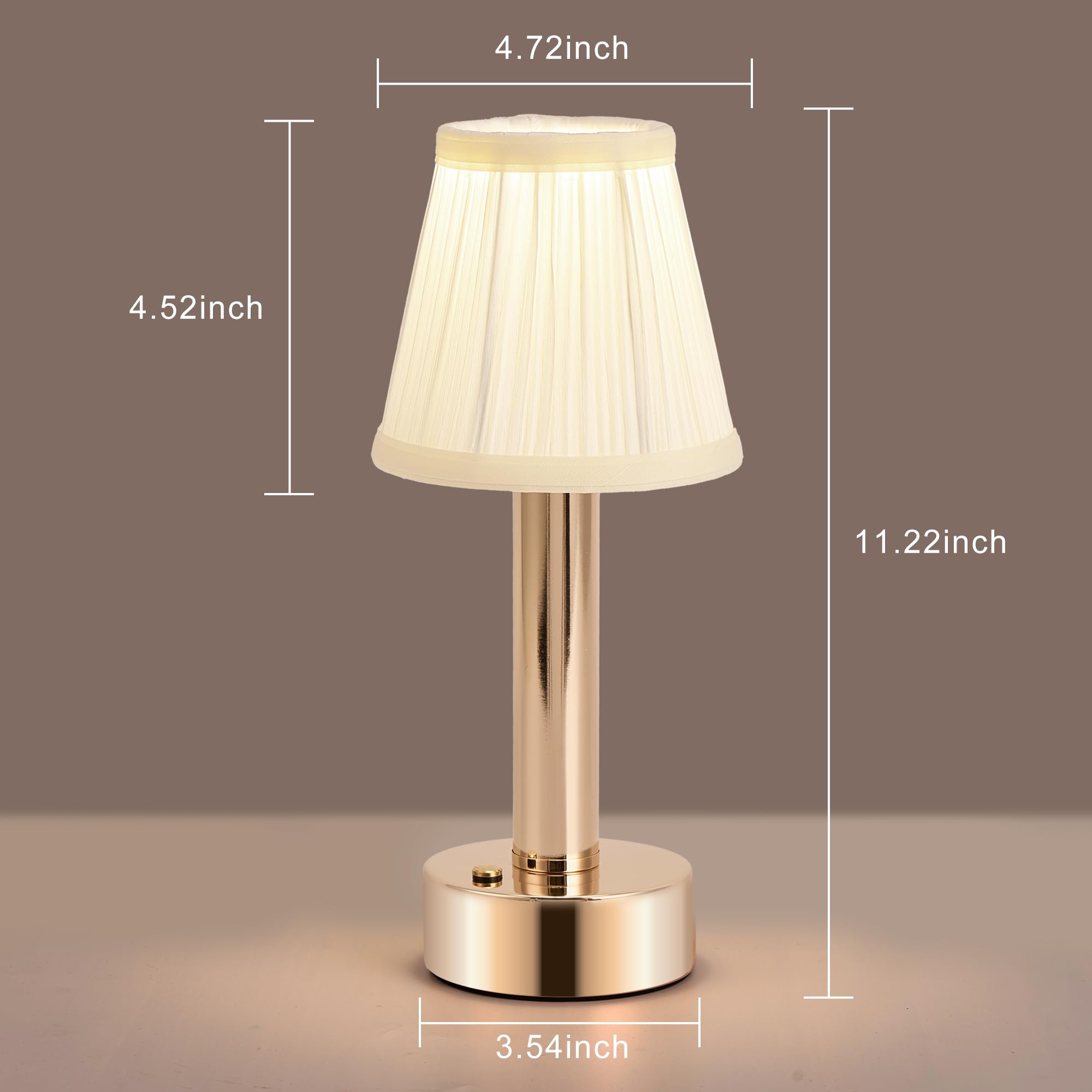 Homluce 11.2 Inch Rechargeable Small Table Lamp Cordless, 5000Mah Battery Operated Mini Touch Lamps Wireless With Pleated Cloth Shade, Portable For Bedside, Living Room, Home Office, Kitchen Dining Room