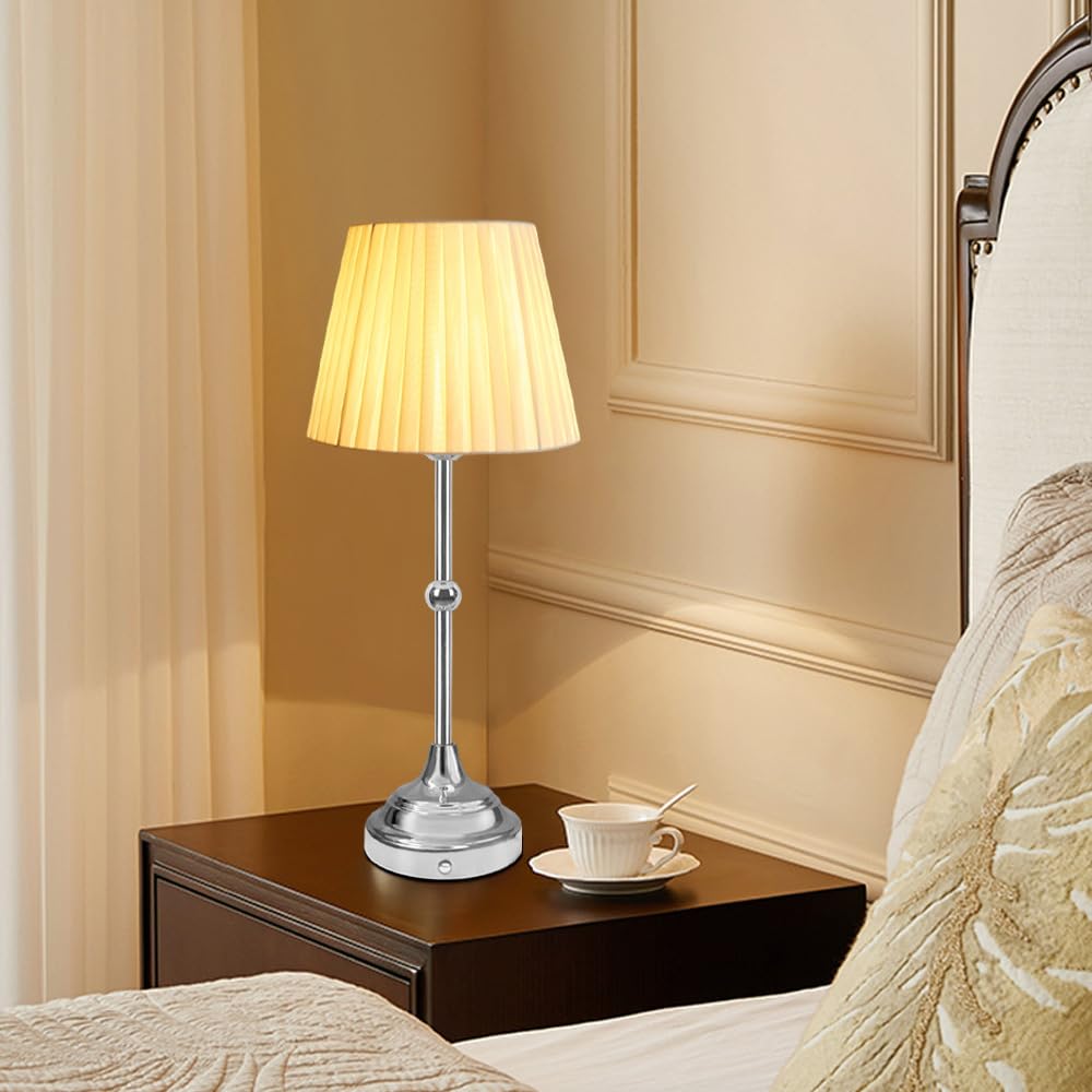 Ejfoiej Portable Led Table Lamp With Touch Sensor, 3-Levels Brightness Metal Desk, Bedside, Dining Room Lamp (Silver)