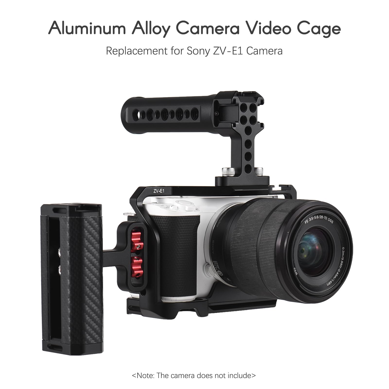 Andoer Video Cage For Camera + Top Handle + Side Handle Kit Aluminium Alloy Video Cage With Cold Shoe Holders