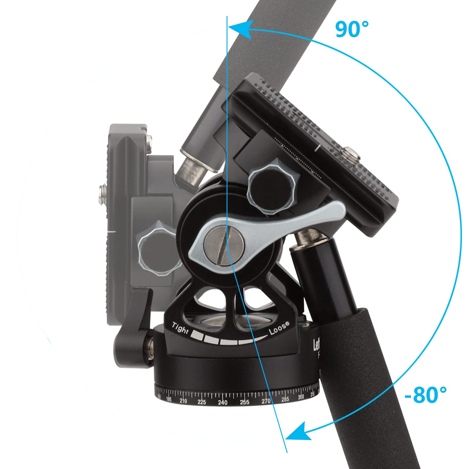 Leftfoto Video Tripod Fluid Head With Arca Plate,Lightweight Panorama Base Head For Dji Rs2/3 Gimbals Compact Video Cameras And Dslr
