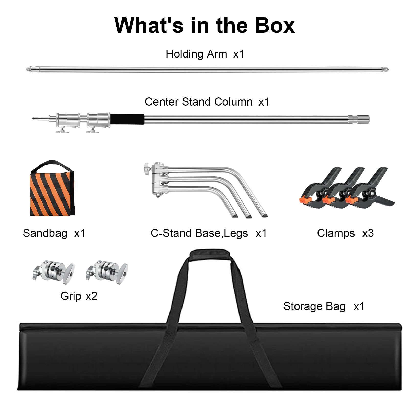 Soonpho Heavy Duty C Stand 10.8Ft/330Cm With Holding Arm Carry Bag Sandbag 3Clip 2Grip Head Stainless Steel Photography Light Stand C-Stand Sturdy For Photography Studio Video Monolight Softbox Shooting