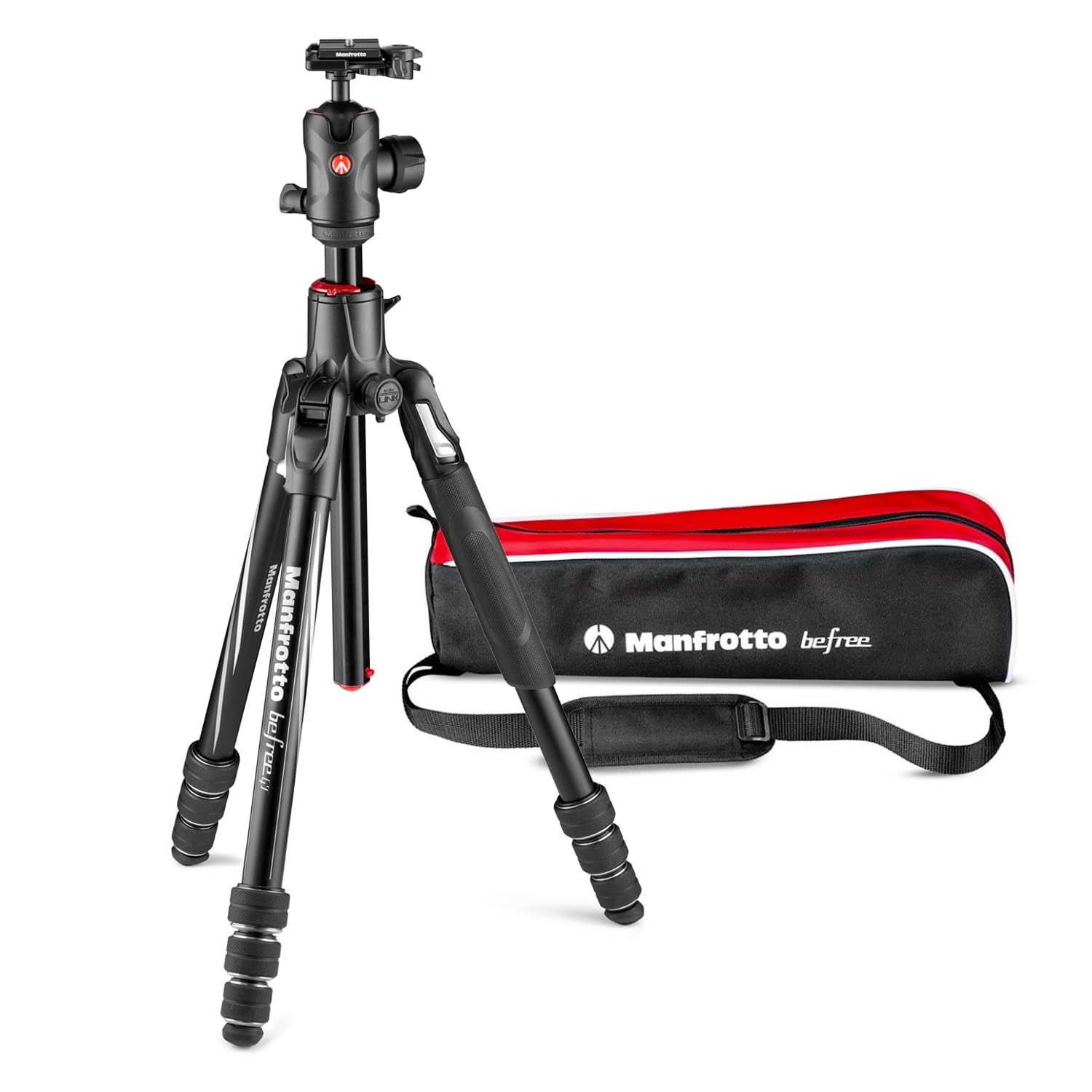 Manfrotto Be Gt Xpro Aluminium Camera Tripod, 496 Centre Ball Head, Twist Lock System, 90 Degree Column, 200Pl-Pro Plate, For Dslrs, Csc, Mirrorless, Macro Photography, Mkbfra4Gtxp-Bh