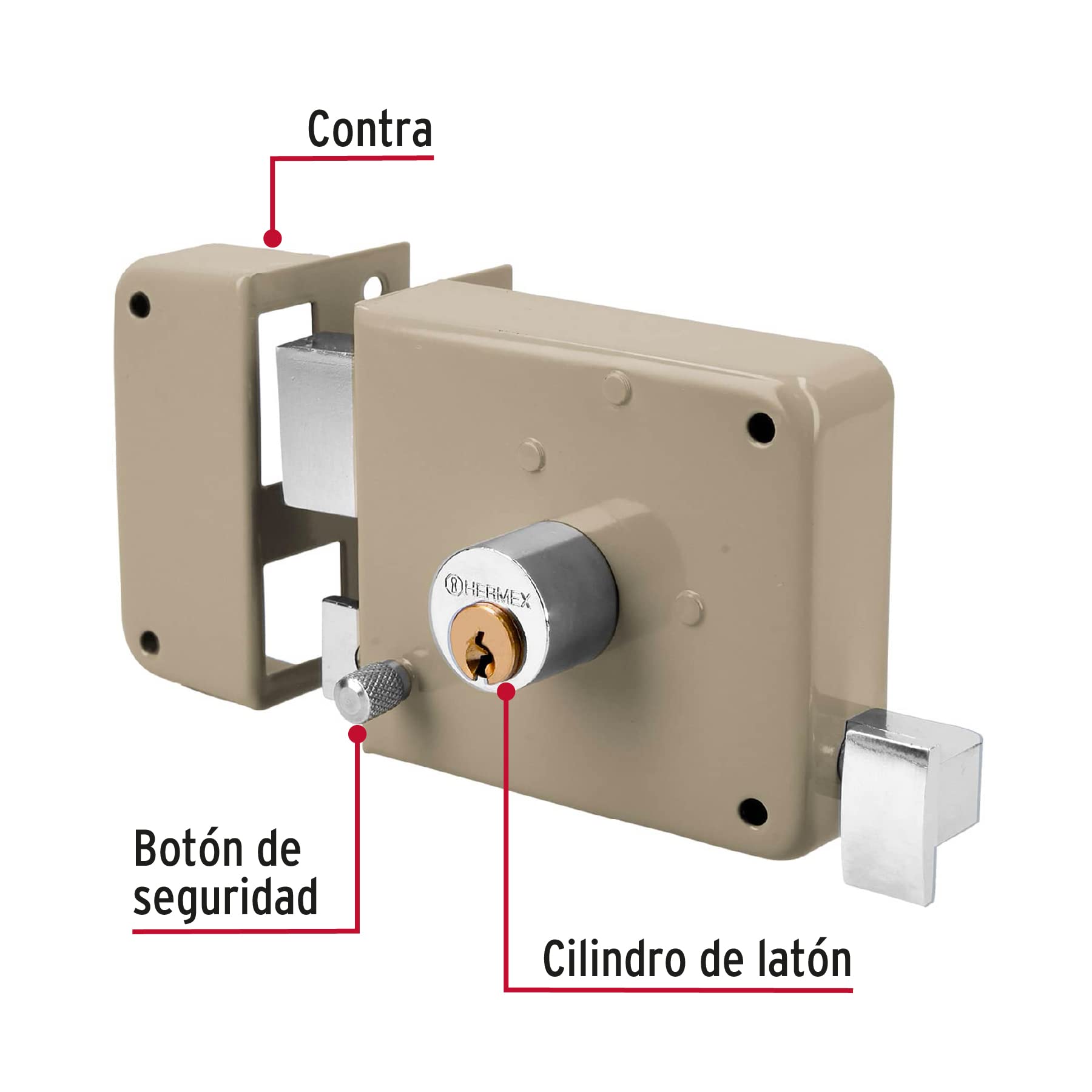 Hermex Truper 43582 / Cs-70Ib - Deadbolt, Left Rim Door Lock Set