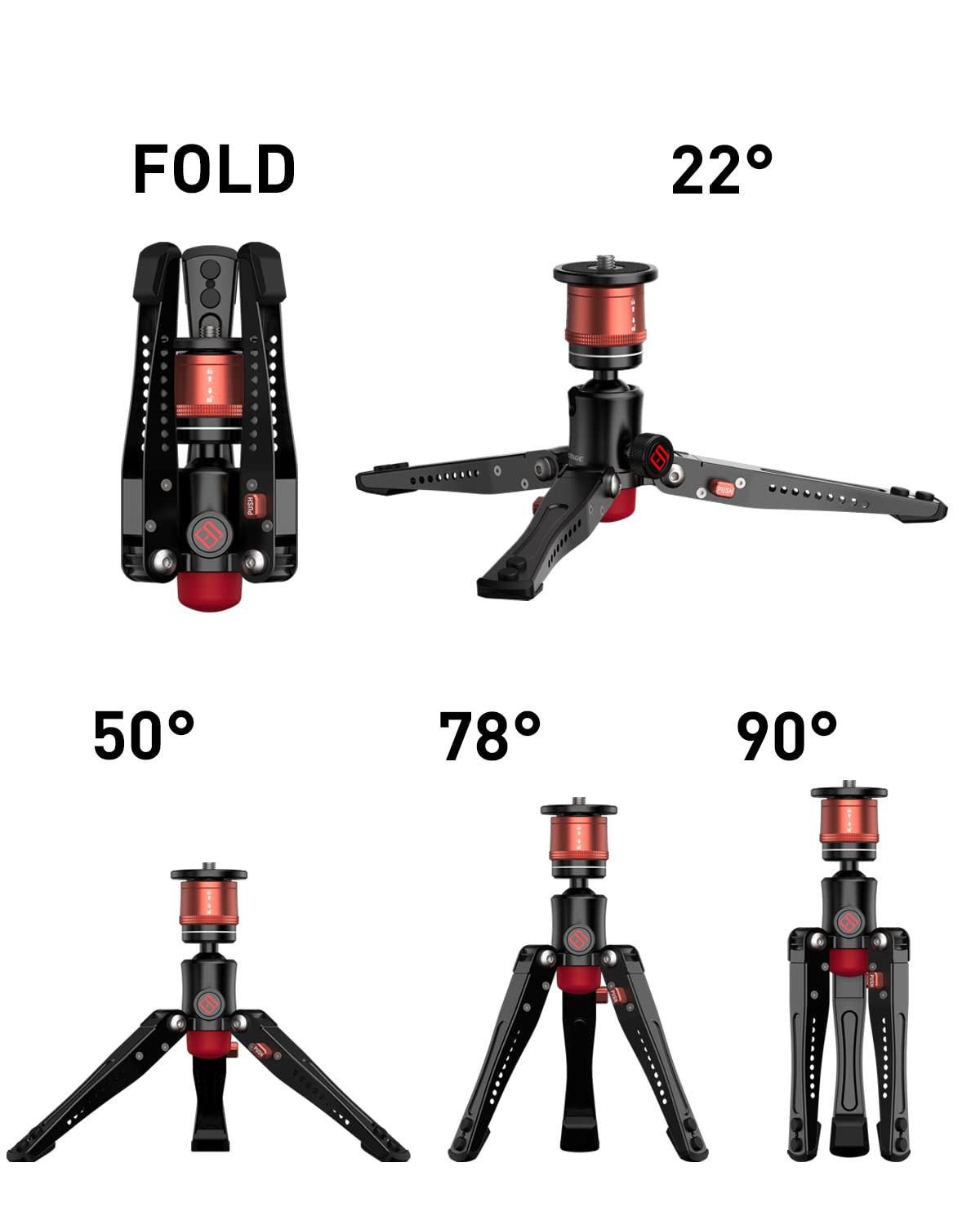 Ifootage Cb3 Base Tripod Standard With Aluminum Phone Tripod Mount W Cold Shoe Mount,Red