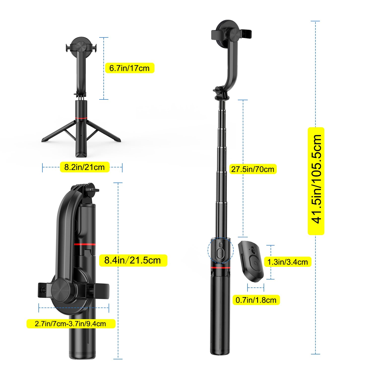 Hafoko 40" Magnetic Selfie Stick Tripod W Wireless Remote Control Phone Mount Magnetic Golf Tripod For Vlog Tiktok Portable Travel Compatible For Iphone All Phones