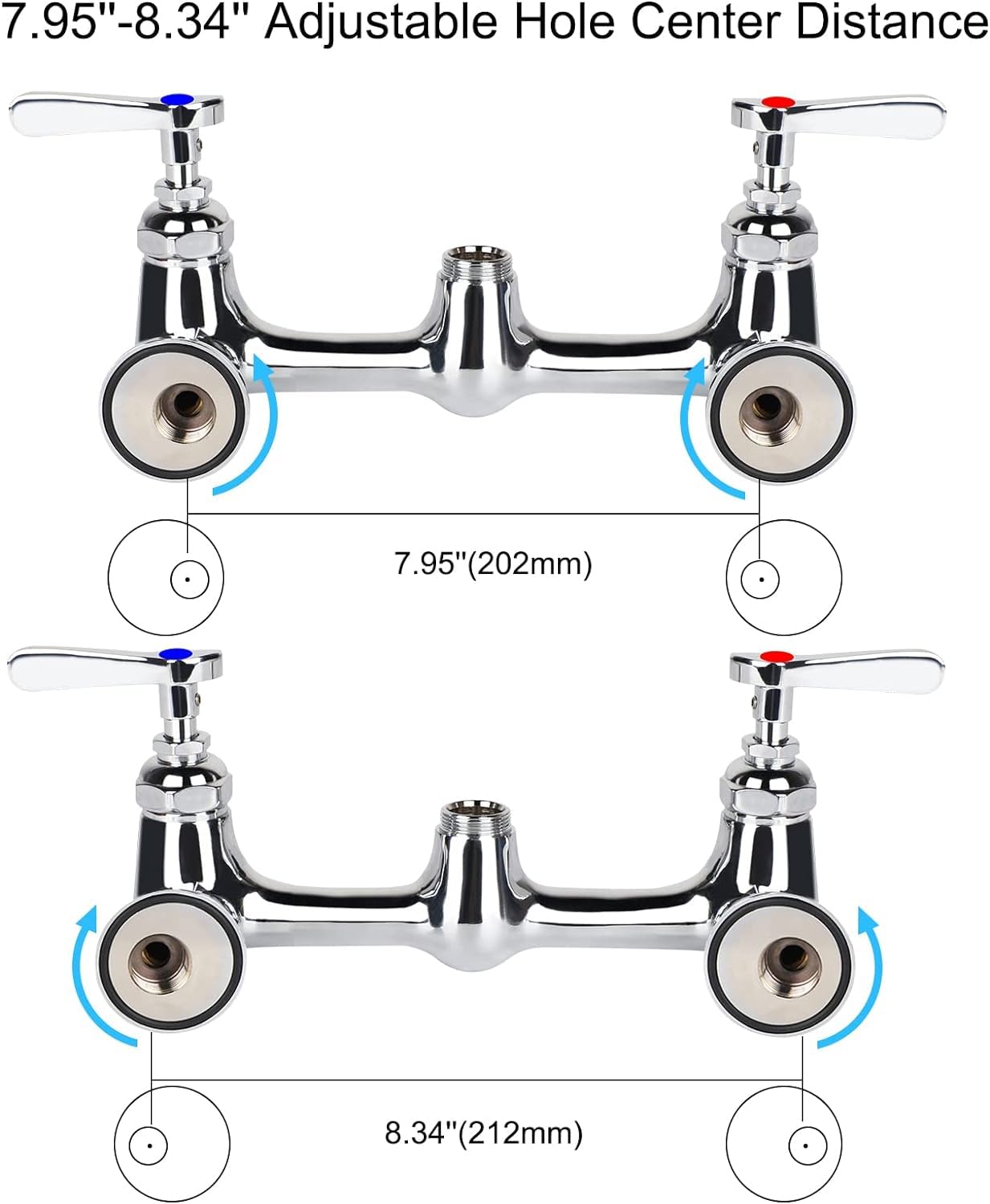 Tceumik Commercial Kitchen Faucet With Sprayer Wall Mount 25'' Height 8 Inch Adjustable Center Industrial & Restaurant Sink Faucet With 12" Swivel Spout Pre-Rinse Faucet For 1 2 3 Compartment Sink