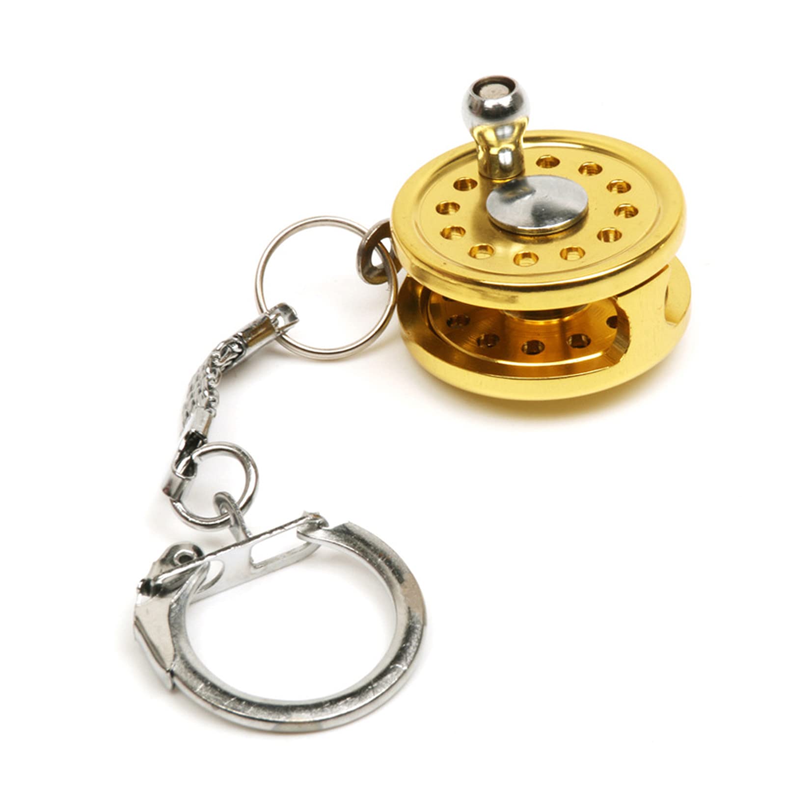 Vbestlife Mini Fishing Reel Keychain, Aluminum Alloy Fly Reel Key Ring Keychain Pendant Decorative Anglers